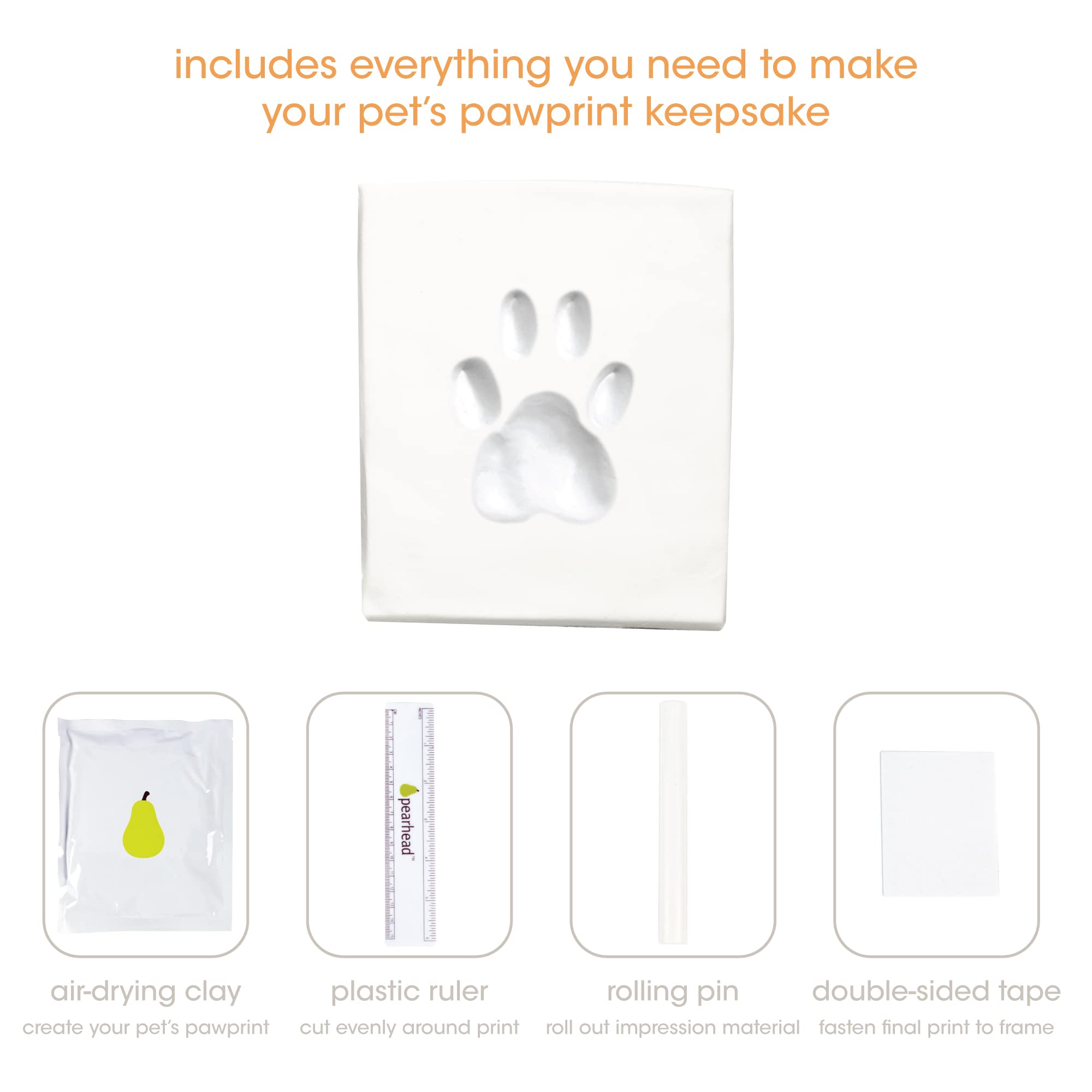 Pearhead Pet Photo Memory Box & Impression Kit, Espresso, Clay Paw Print Urn for Dog/Cat, Model 89006