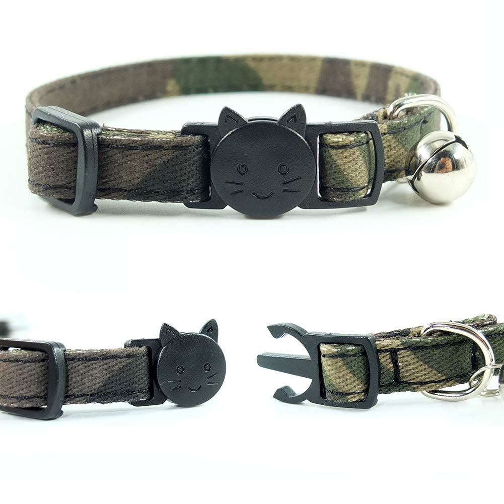 Cat Collar Bowtie With Bell, Quick Release Buckle Safety And Durable Kitties Kittens Cats Breakaway Collar(6.8-10.8In) (Camouflage 2)