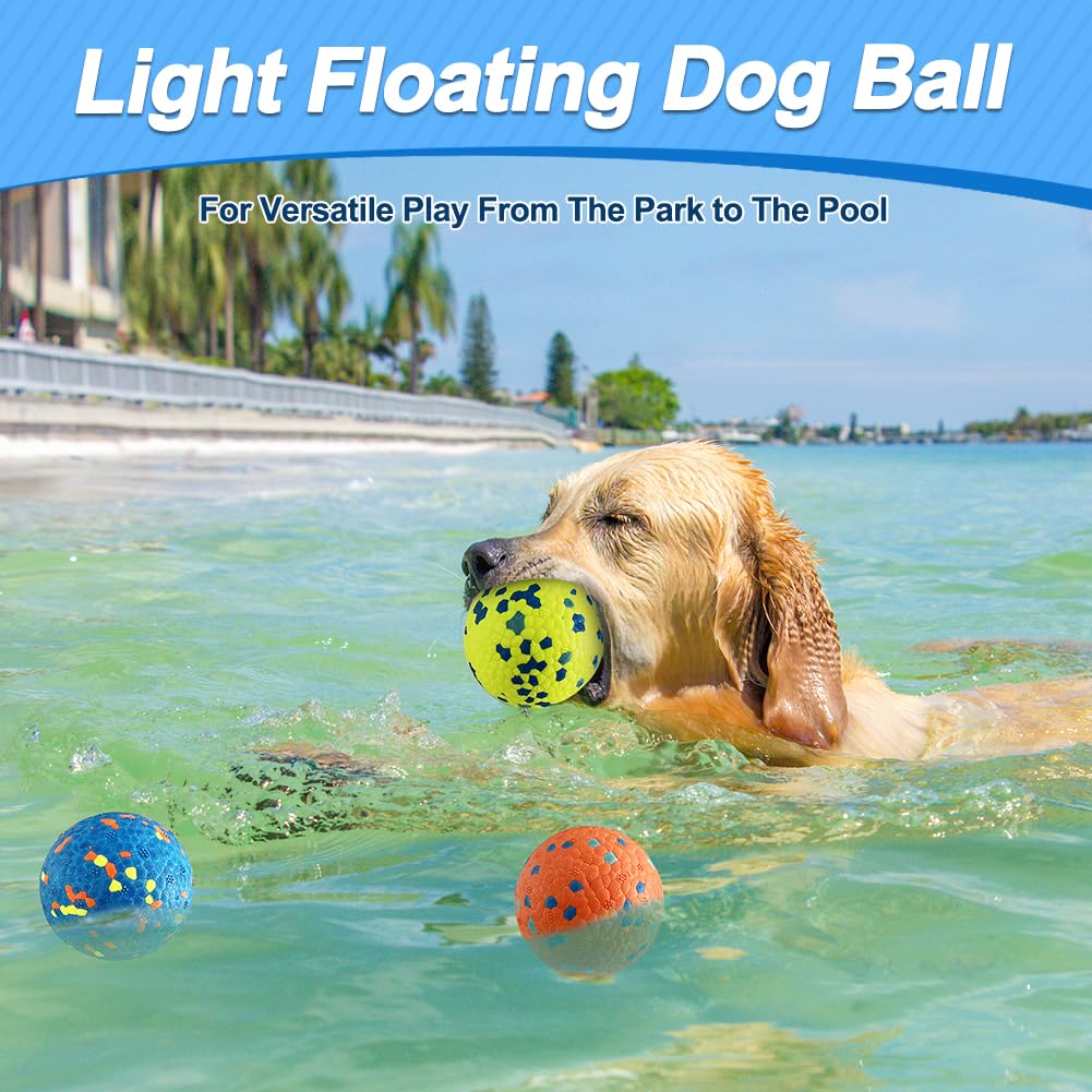 Mankoda Dog Tennis Balls - 3'' Durable Chew & Floating Toy for Aggressive Chewers, Colorful 3 Pack for Medium/Large Dogs
