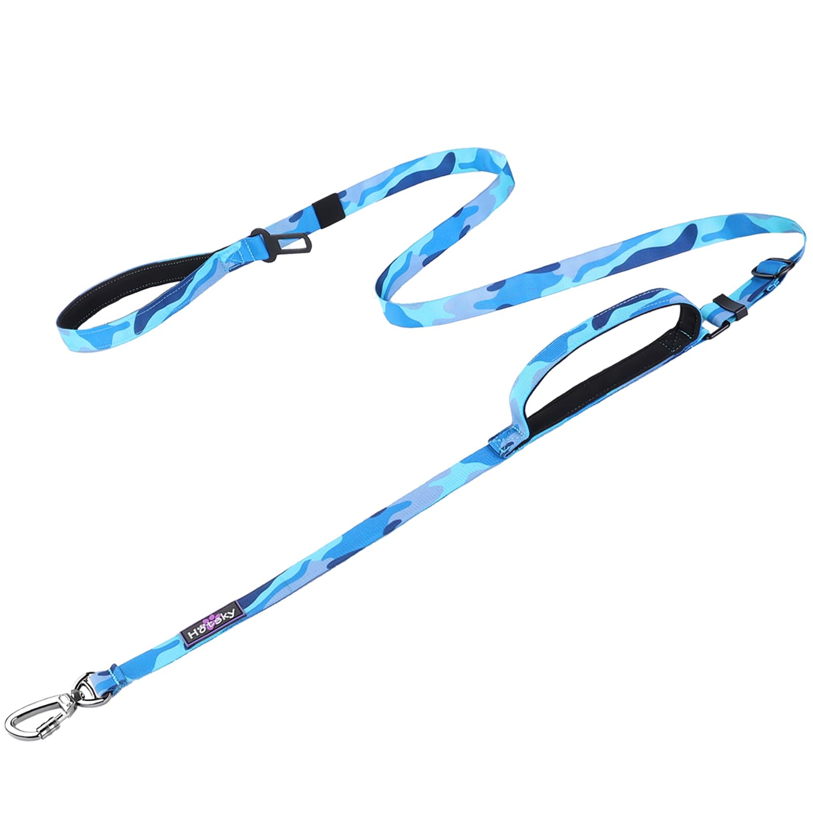 Hotsky Heavy Duty Dog Leash,4.5-6 Ft Adjustable Durable Nylon Seatbelt Lead With Two Padded Traffic Handle And Carabiner For Lar