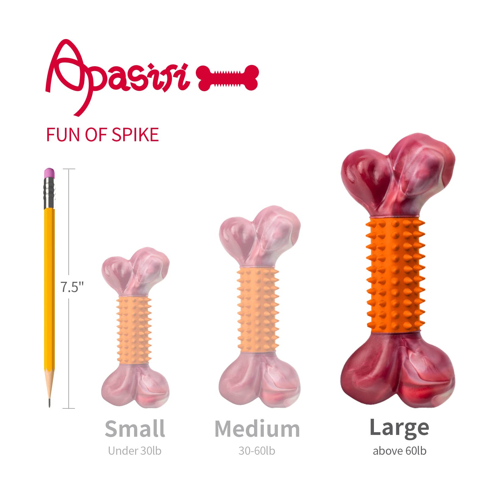 Apasiri Dog Toys for Aggressive Chewers Peanut Butter Flavored, 8 Tough Dog Chew Bone, Nylon & Rubber Chew Toy, Dog Bone Toy for