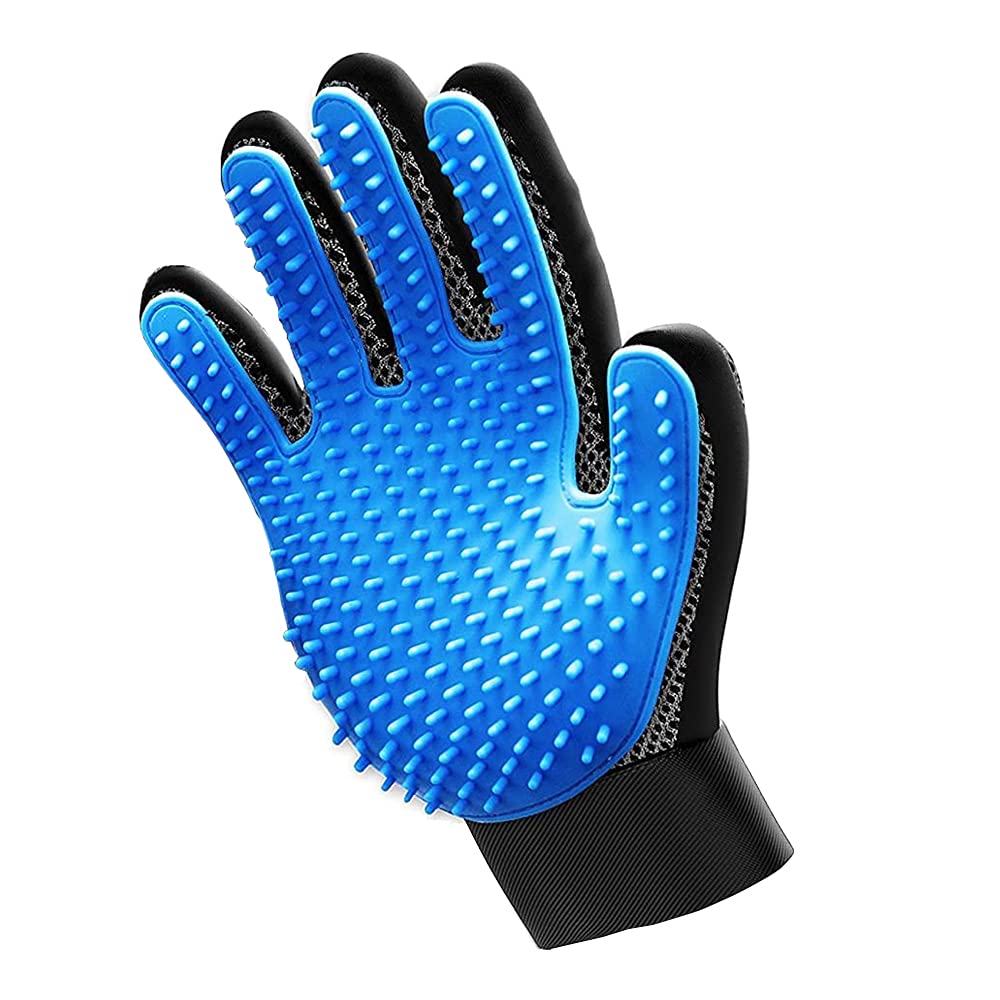 Petvogue Pet Hair Remover Glove  Gentle Pet Grooming Glove Brush  Deshedding Glove  Massage Mitt With Enhanced Five Finger De