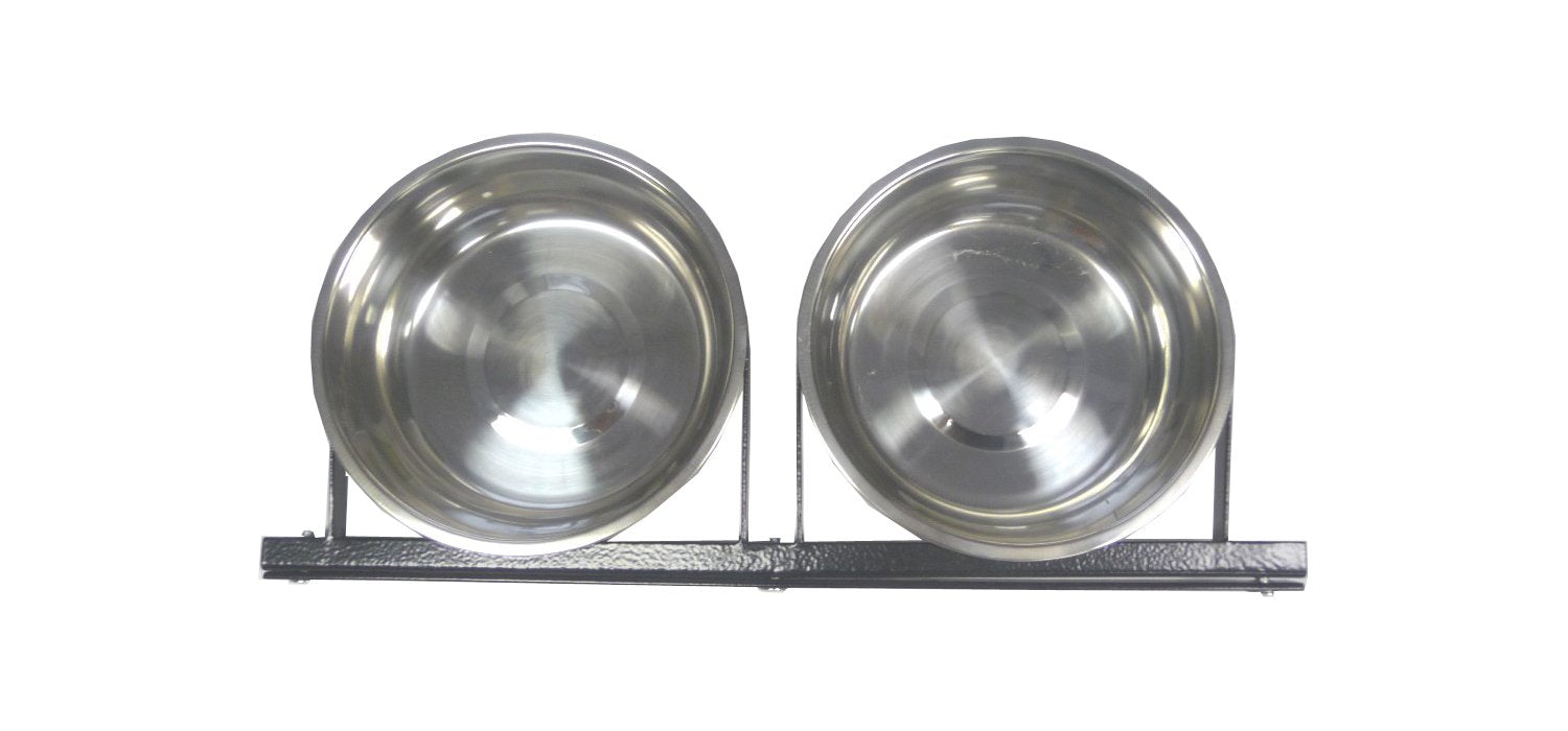 Lucky Dog Stainless Steel Double - Fixed Position Food & Water Pet Bowls (21in. x 8in. X 5in.)