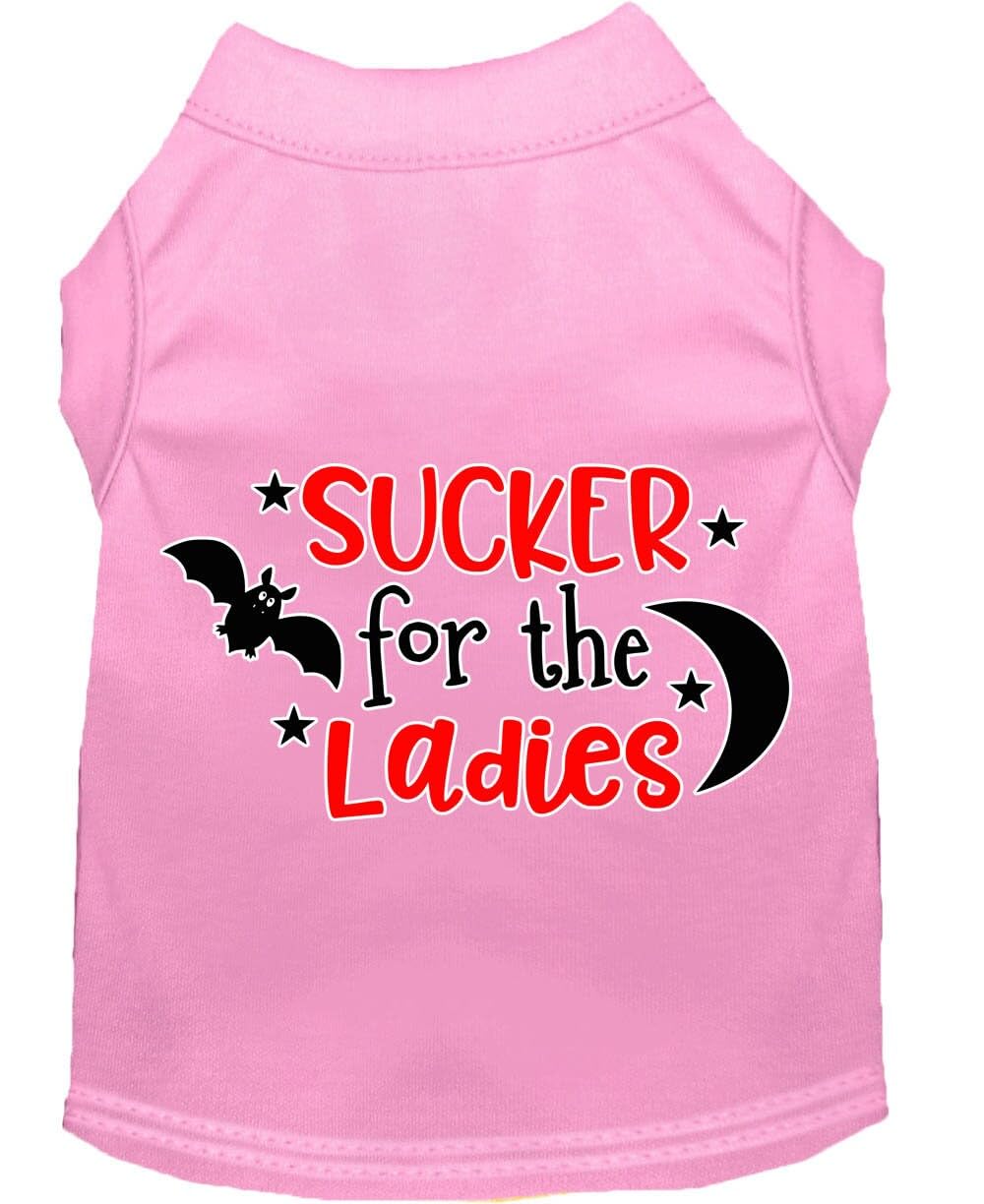 Pet Dog & Cat Shirt Screen Printed, "Sucker For The Ladies" Light Pink 3XL (25-35 lbs.)