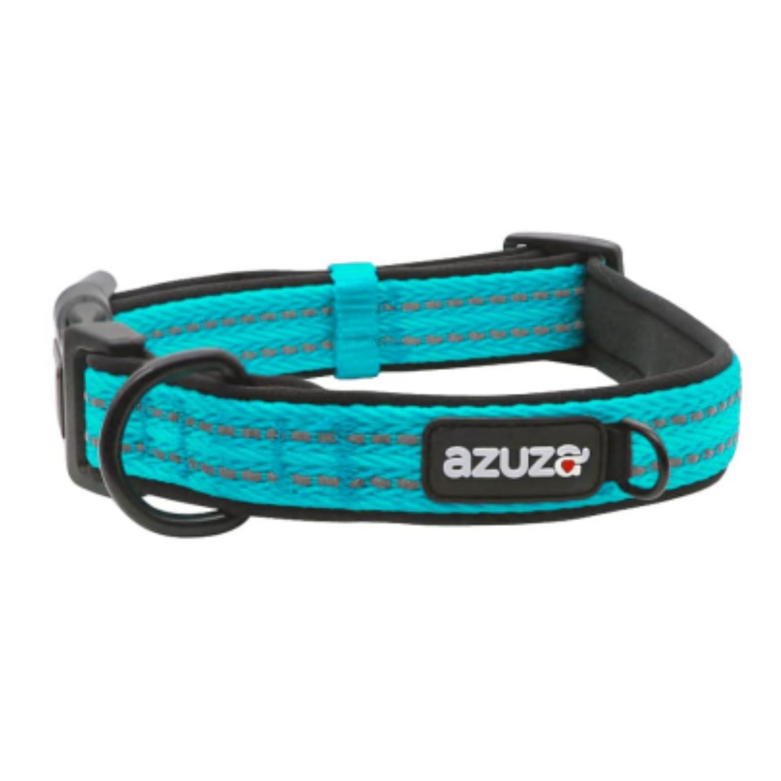 Azuza Reflective Dog Collar, Soft Neoprene Padded Pet Collar With Id Tag Ring, Adjustable For Small Dogs,Vitality Blue,S