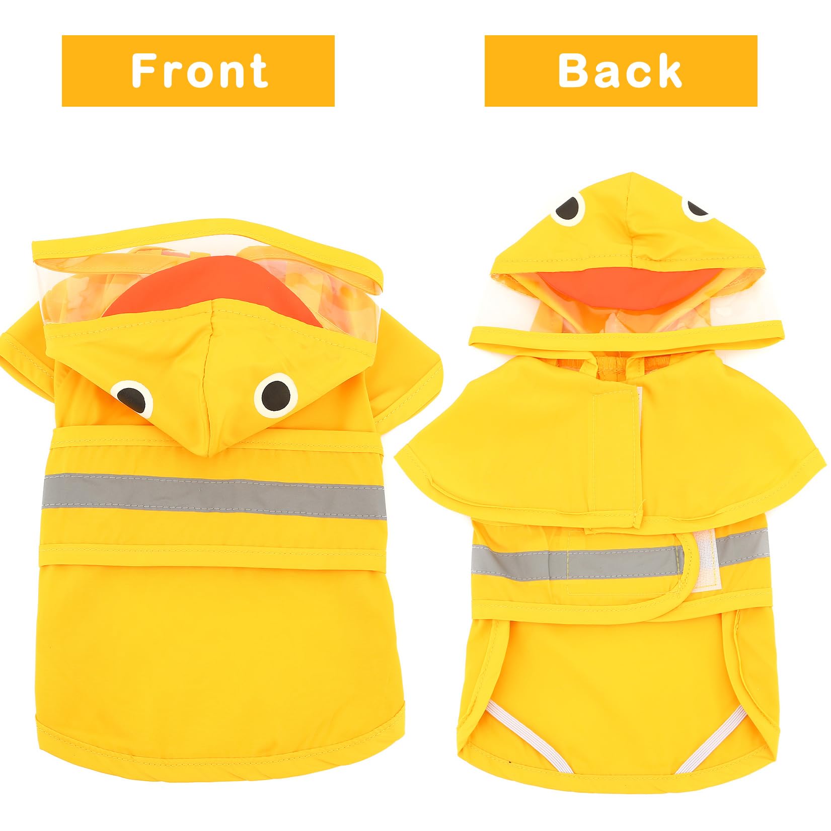 Zunea Waterproof Dog Raincoat With Hood For Medium Dogs Reflective Dog Rain Jacket Clothes With Leash Hole Funny Duck Pattern Pe