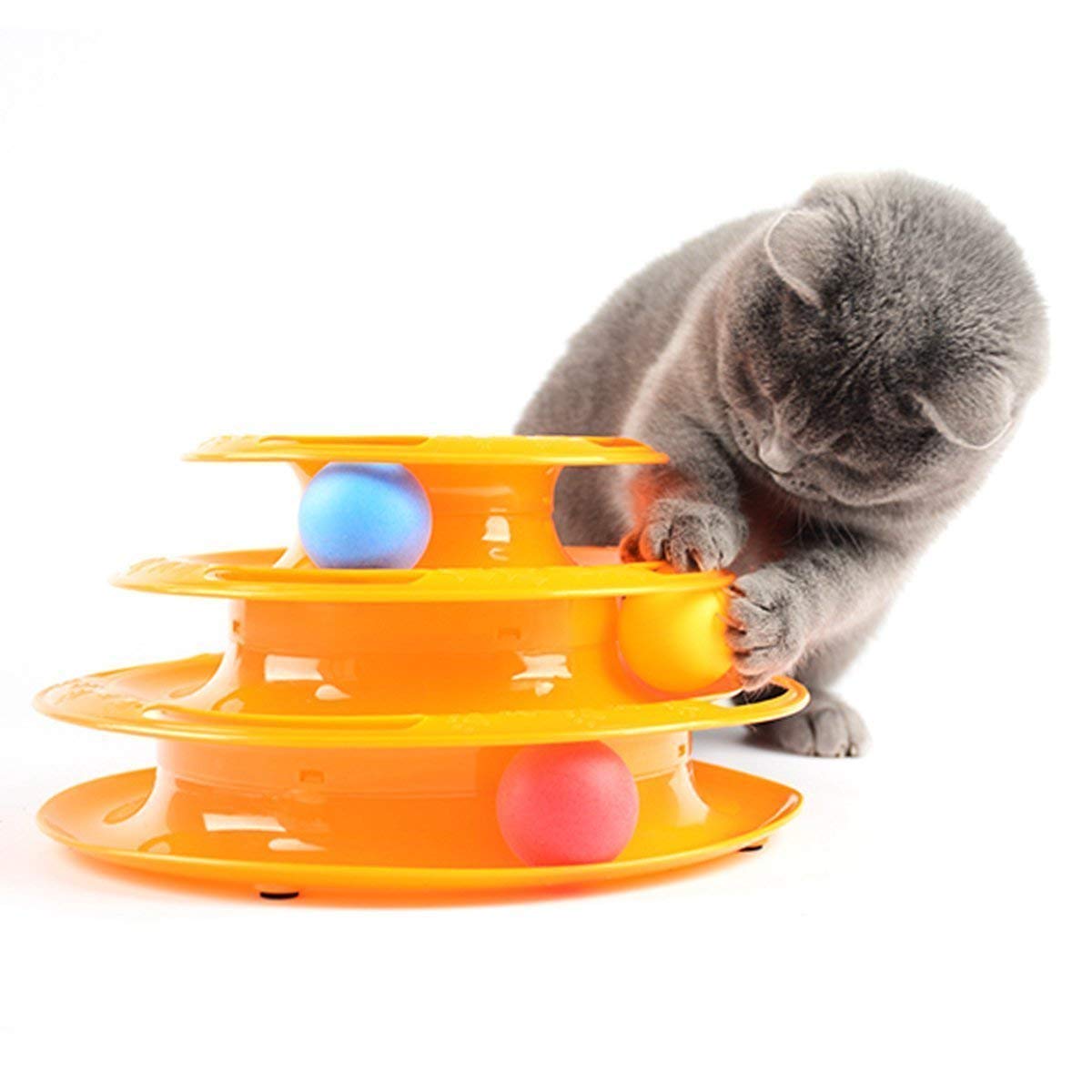 Rvpaws Cat Toy Roller 3Level Turntable Cat Toy Balls With Three Colorful Balls Interactive Kitten Fun Mental Physical Exercise 