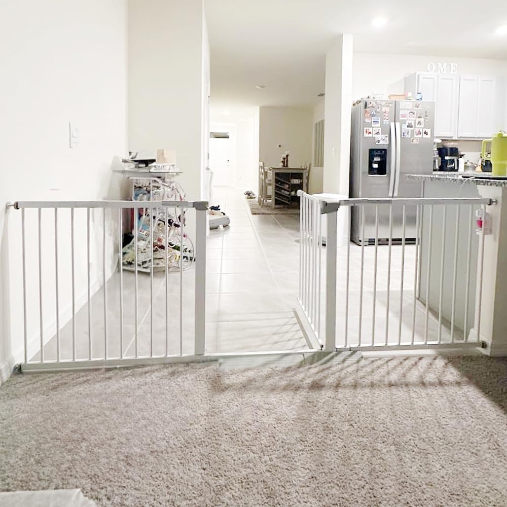 (85-100 inches Width) Large Baby Gate for Stairs, Doorways, Extra Wide Baby Gate Indoor, Metal, Durability Dog Gates for The Hou