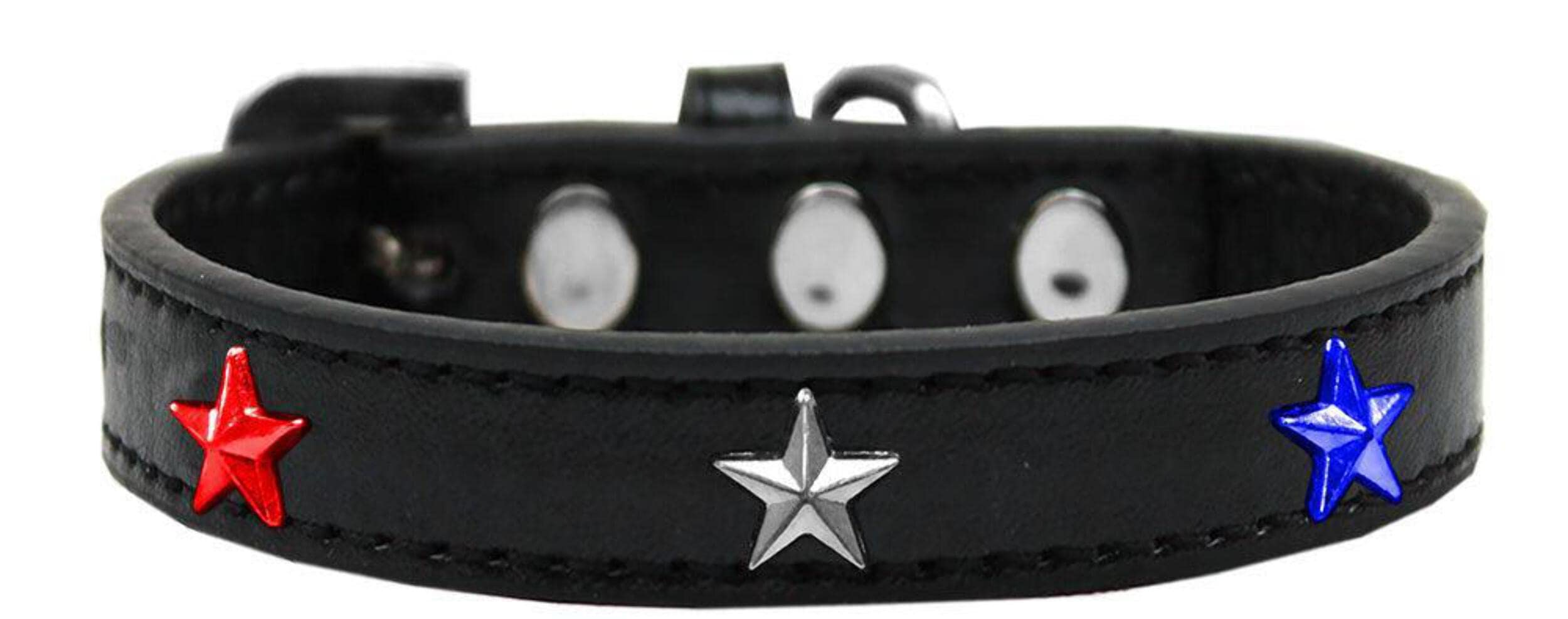 Dog, Puppy and Pet Widget Fashion Collar, "Red, White & Blue Stars" Aqua 20