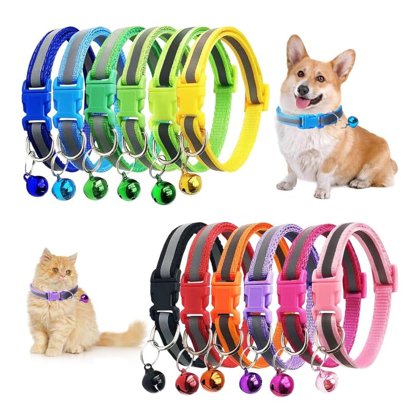 Dog Trust Pack Of 12 Pcs Collar Relfective Collar For Your Kitten Pupies Dog Size 10 Mm Random Color