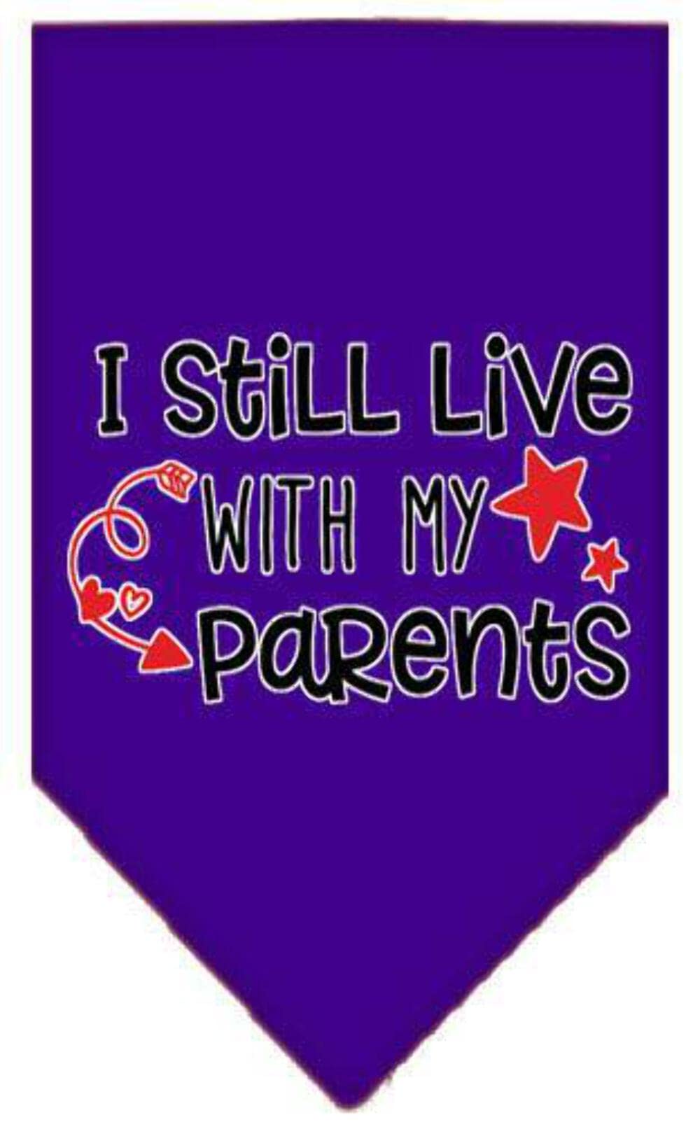 Pet and Dog Bandana Screen Printed, "I Still Live With My Parents" Purple Large