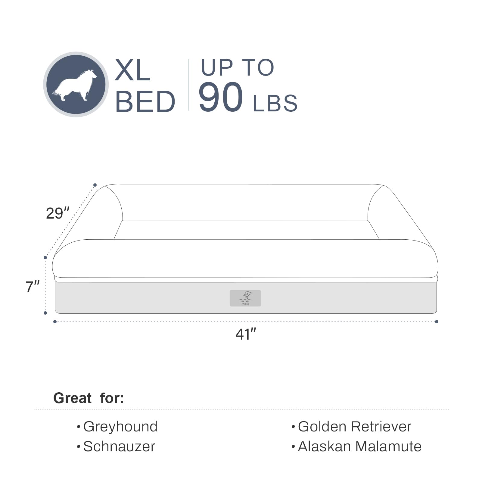 Yiruka Xl Orthopedic Gel Cooling Memory Foam Dog Bed - Washable With Removable Cover, Waterproof Non-Slip Bottom, Big Couch For