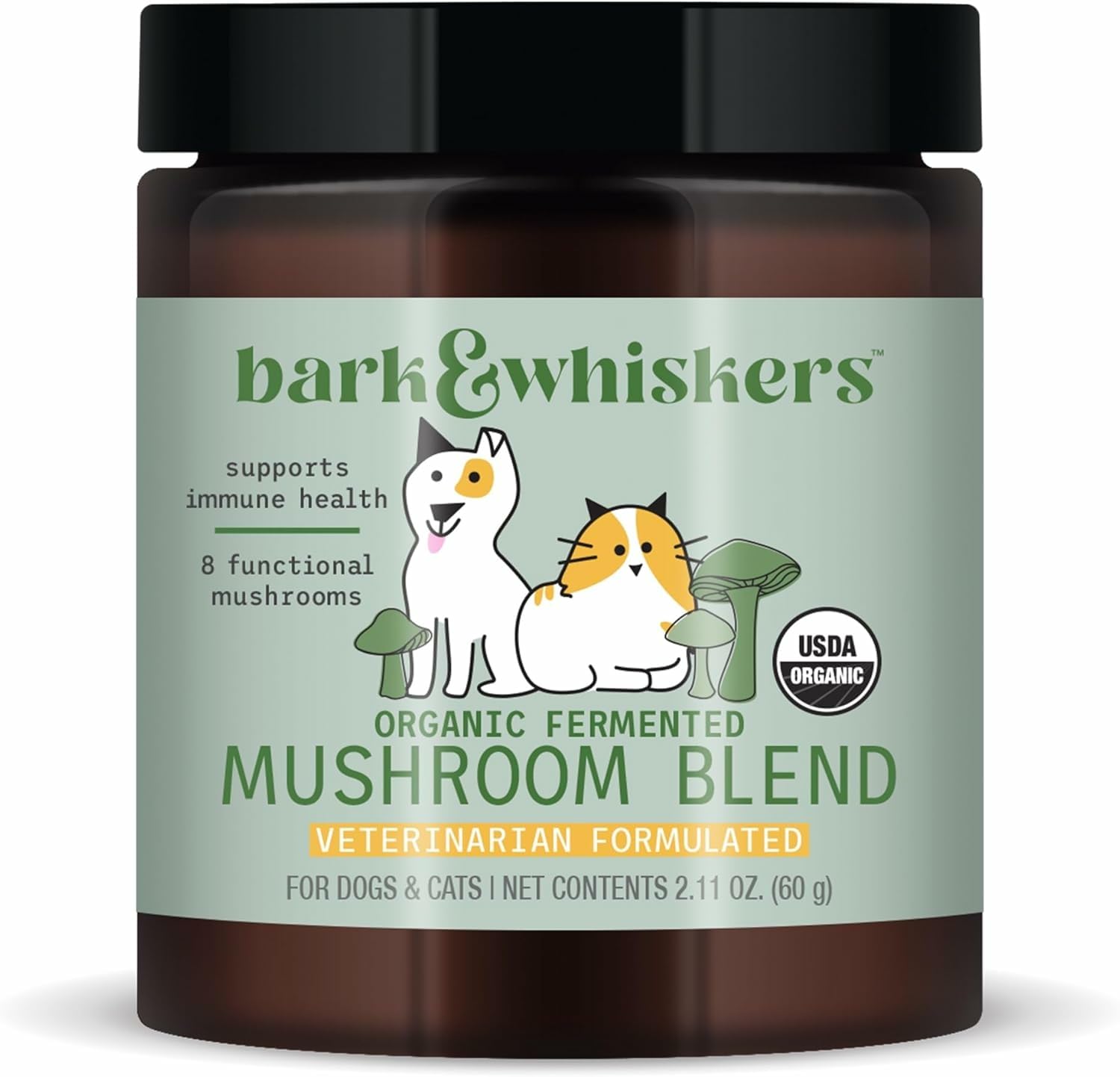 Dr. Mercola Bark & Whiskers Organic Fermented Mushroom Blend - Cat & Dog Supplement - Supports Digestive & Immune Health - Free 