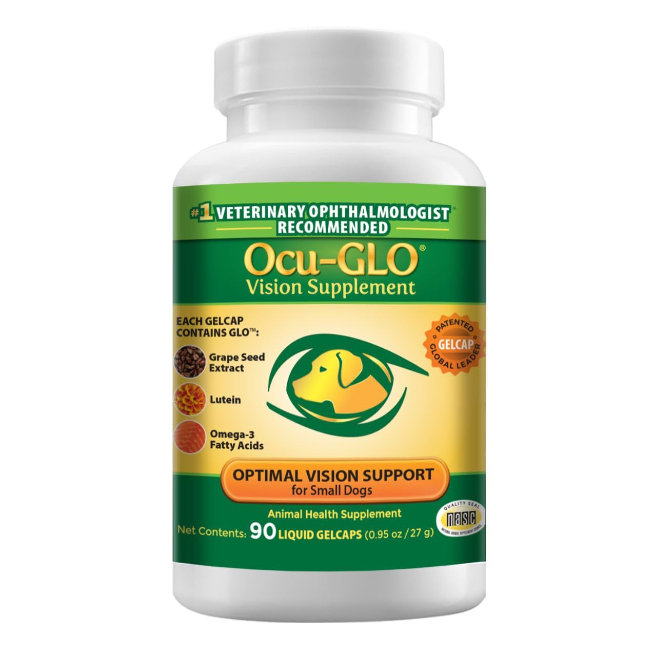 Ocu-GLO Canine Vision Supplement for Small Dogs 10 lb and Under-90 Liquid Gel Caps