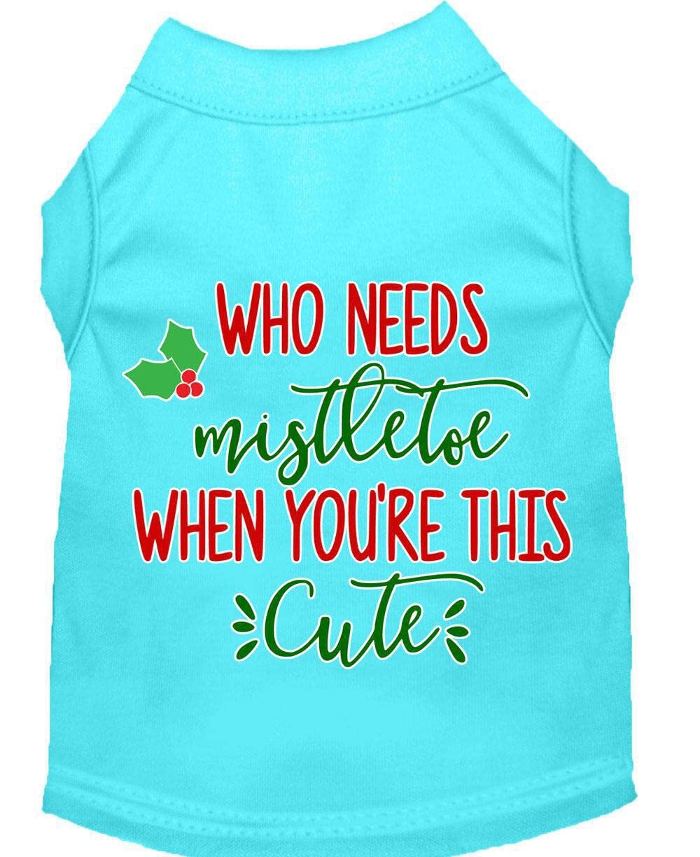 Christmas Pet Dog & Cat Shirt Screen Printed, "Who Needs Mistletoe" Bright Pink 2XL (20-25 lbs.)