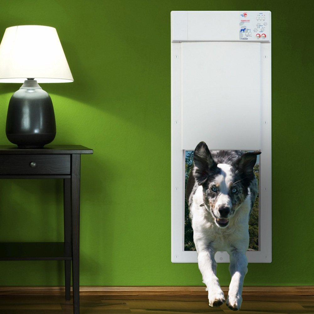 High Tech Pet Power Pet Large Electronic Pet Door PX-2 - White & Brown, Plastic, Ideal for Large Pets