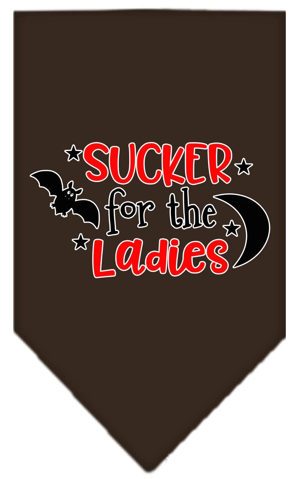 Halloween Pet and Dog Bandana Screen Printed, "Sucker For The Ladies" Bright Pink Large