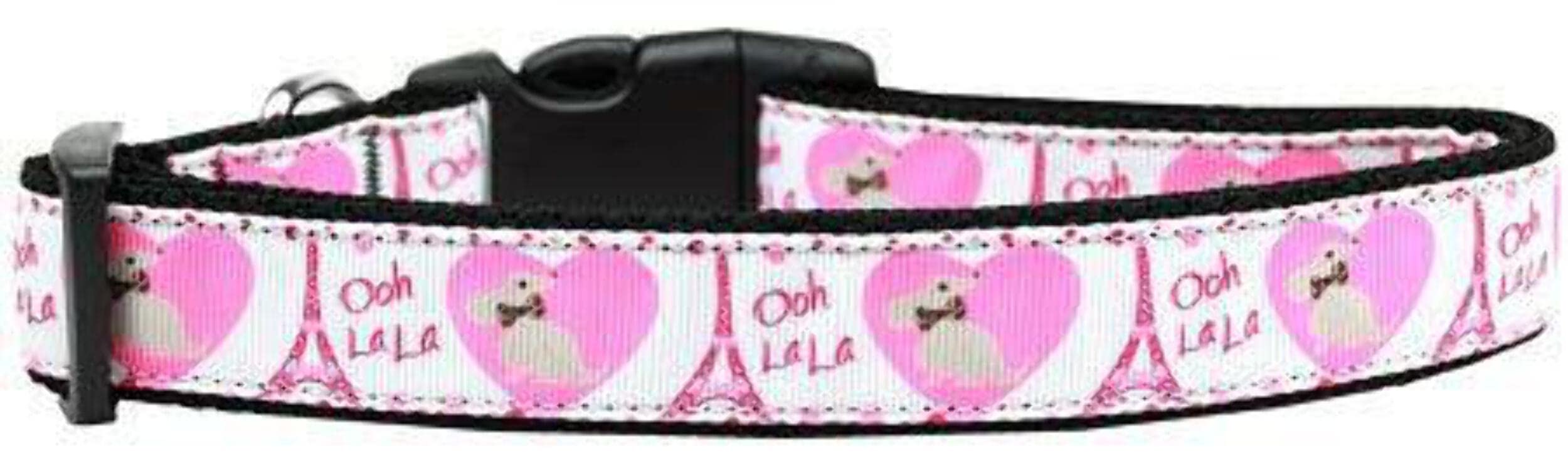 Pet Dog & Cat Nylon Collar or Leash, "Oh La La Paris" XL Collar