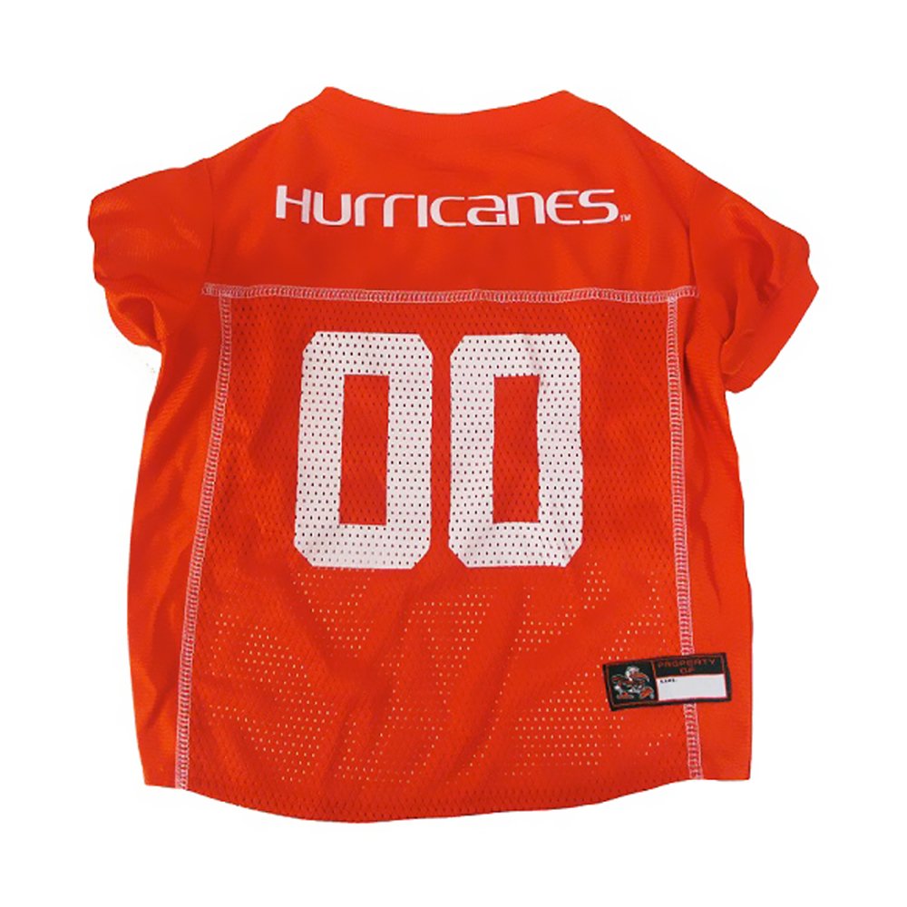 Pets First NCAA College Miami Hurricanes Mesh Jersey for DOGS & CATS, Large. Licensed Dog Jersey with your Favorite Football/Bas