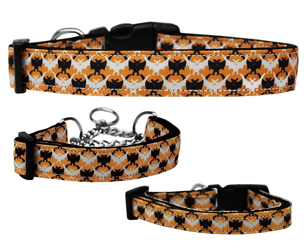Halloween Pet Dog & Cat Nylon Collar or Leash, "Bat Argyle" LG Collar