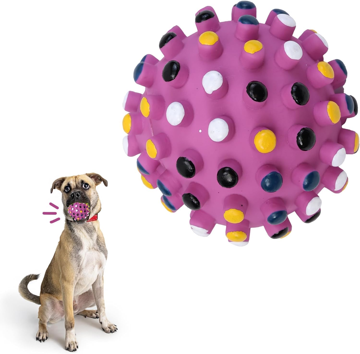 The Dds Store Spike Ball Squeaky Toy For Dogs 4Inch Vinyl Gumdrop Ball 1 Piece (Color May Vary)