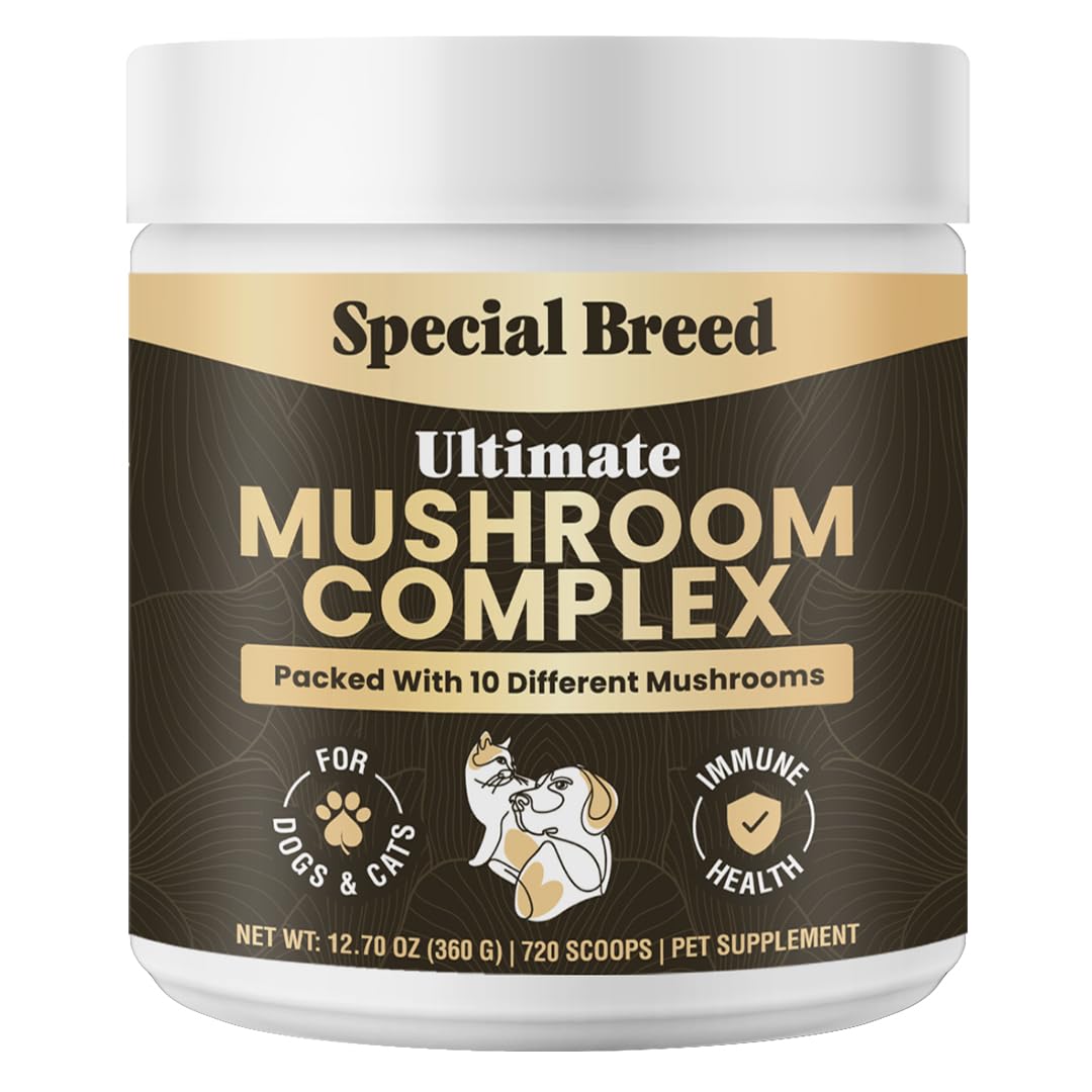 Mushroom Powder for Dogs & Cats - Organic Mushroom Complex for Immunity Support, Immune Function, Cognition, Vitality - Ten Mush