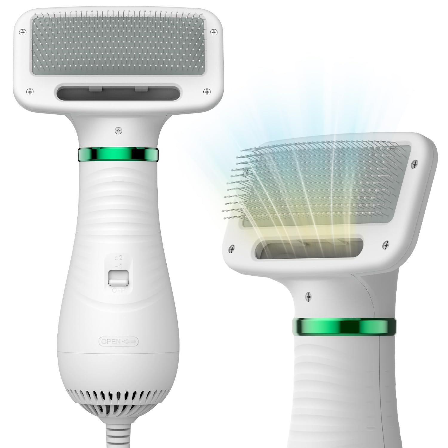 Livekey Pet Hair Dryer, 2 In 1 Pet Grooming Hair Dryer With Slicker Brush, Home Dog Hair Dryer With Adjustable 2 Temperatures Settings, For Small And Medium Dogs And Cats