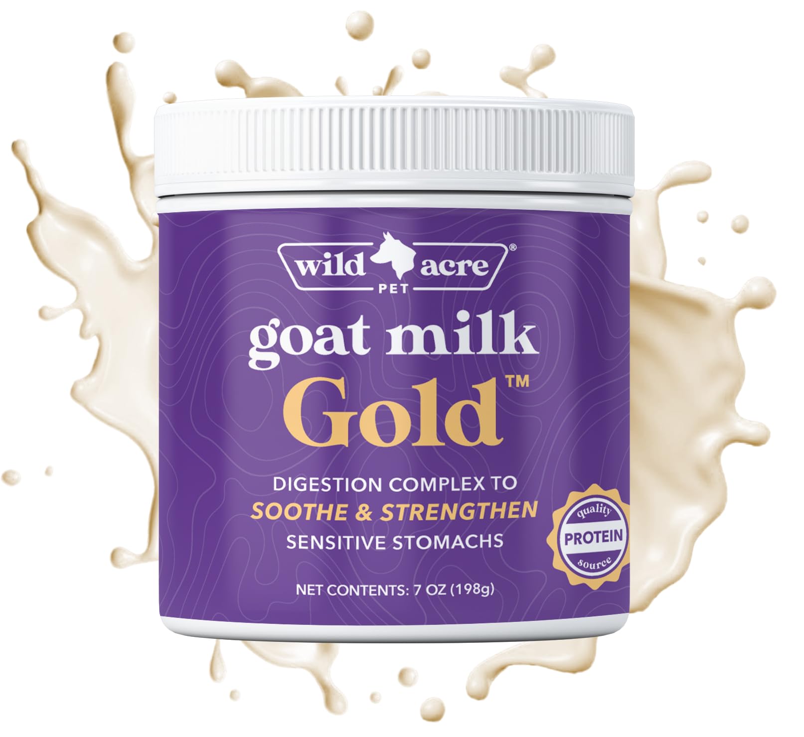 Wild Acre Goat Milk Powder for Dogs - Complete Protein Goat Milk with Nutritional Yeast for Sensitive Stomachs - Gentle Probioti