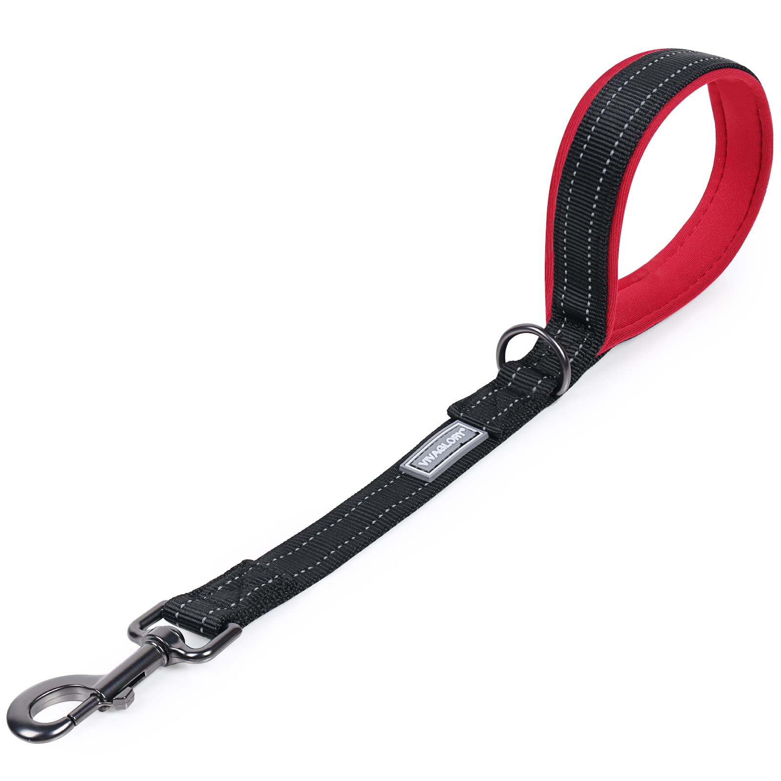 Vivaglory Short Dog Leash For Medium & Large Dogs, 18Inch, Black/Red