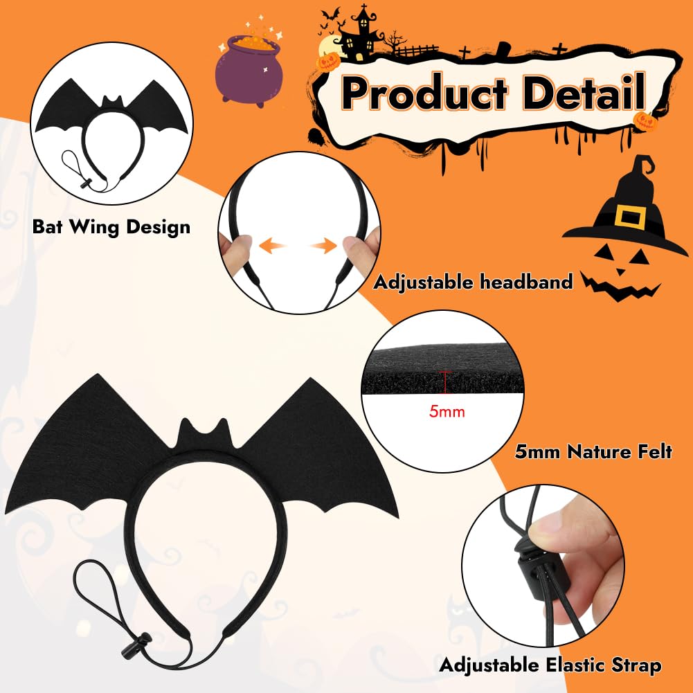 Vivifying Halloween Dog Bat Wing Headband 1 Pack – Adjustable Halloween Costume Accessories For Medium And Large Dogs, Cute Pet Headwear For Parties, Photos And Holiday Celebrations (Black)