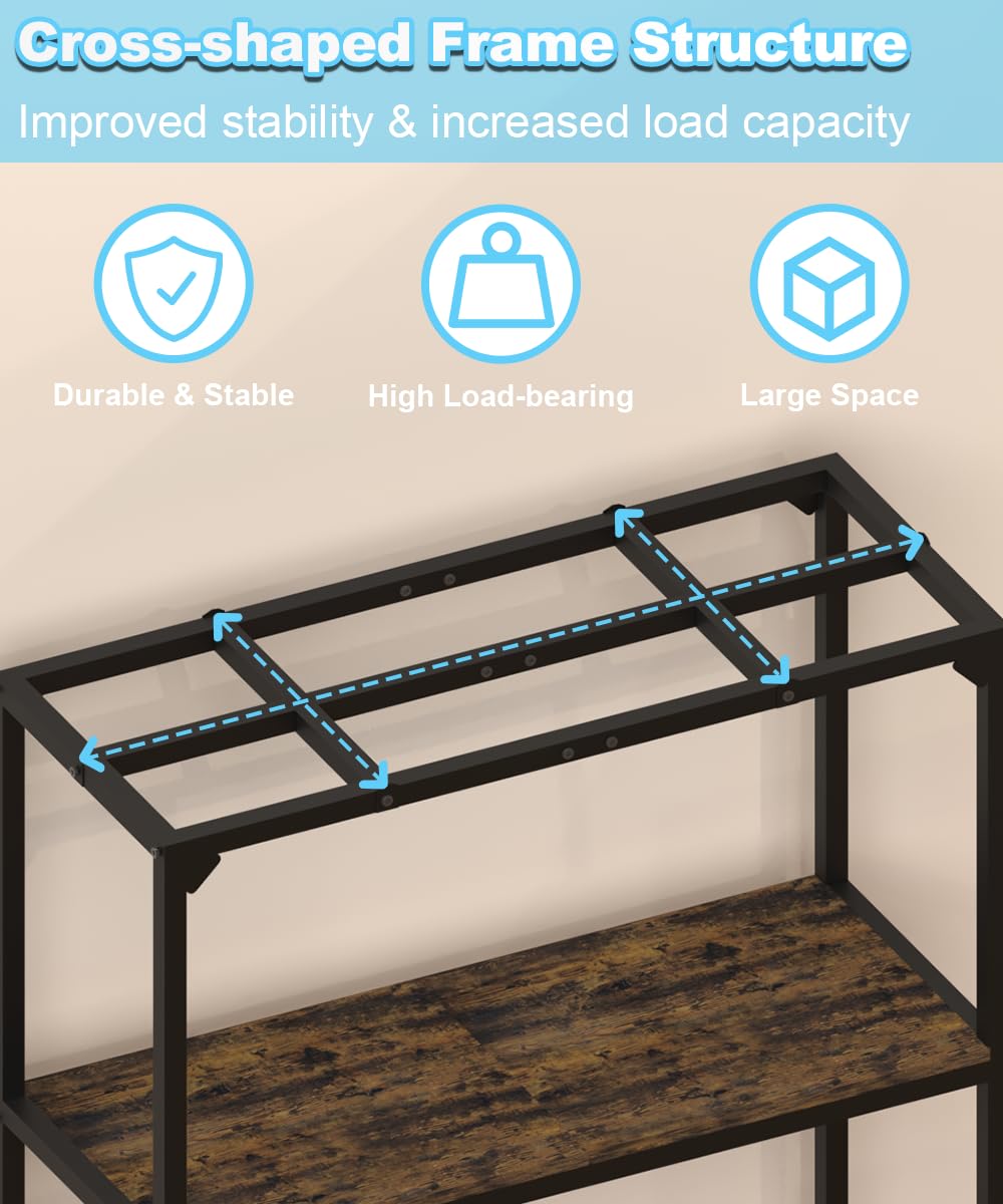 Mondazie 30 Gallon Fish Tank Stand, Upgraded Height Aquarium Stand Table with 2 Tiers Storage Shelf, Metal Reptile Breeder Turtl
