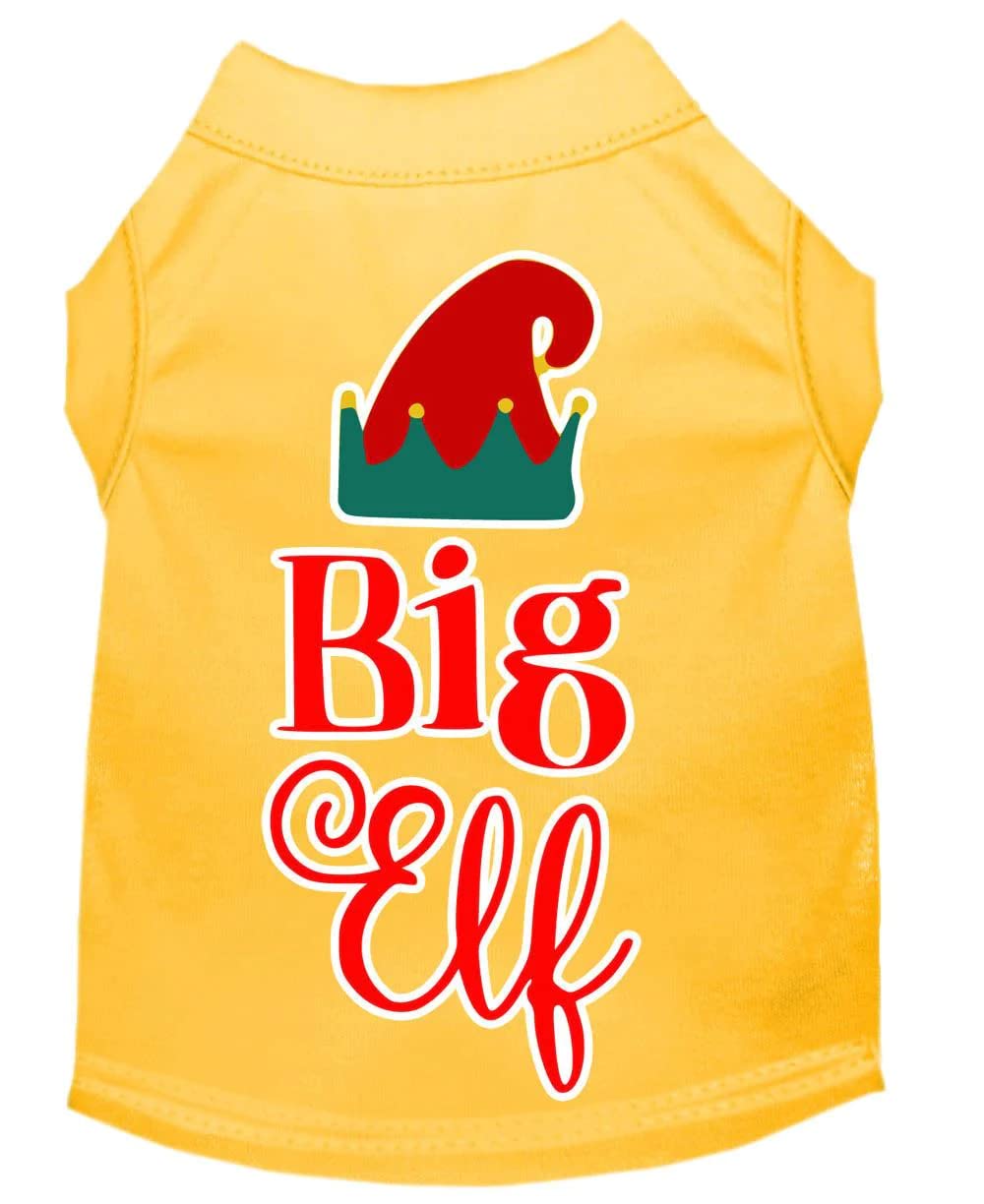 Christmas Pet Dog & Cat Shirt Screen Printed, "Big Elf" White XL (14-20 lbs.)