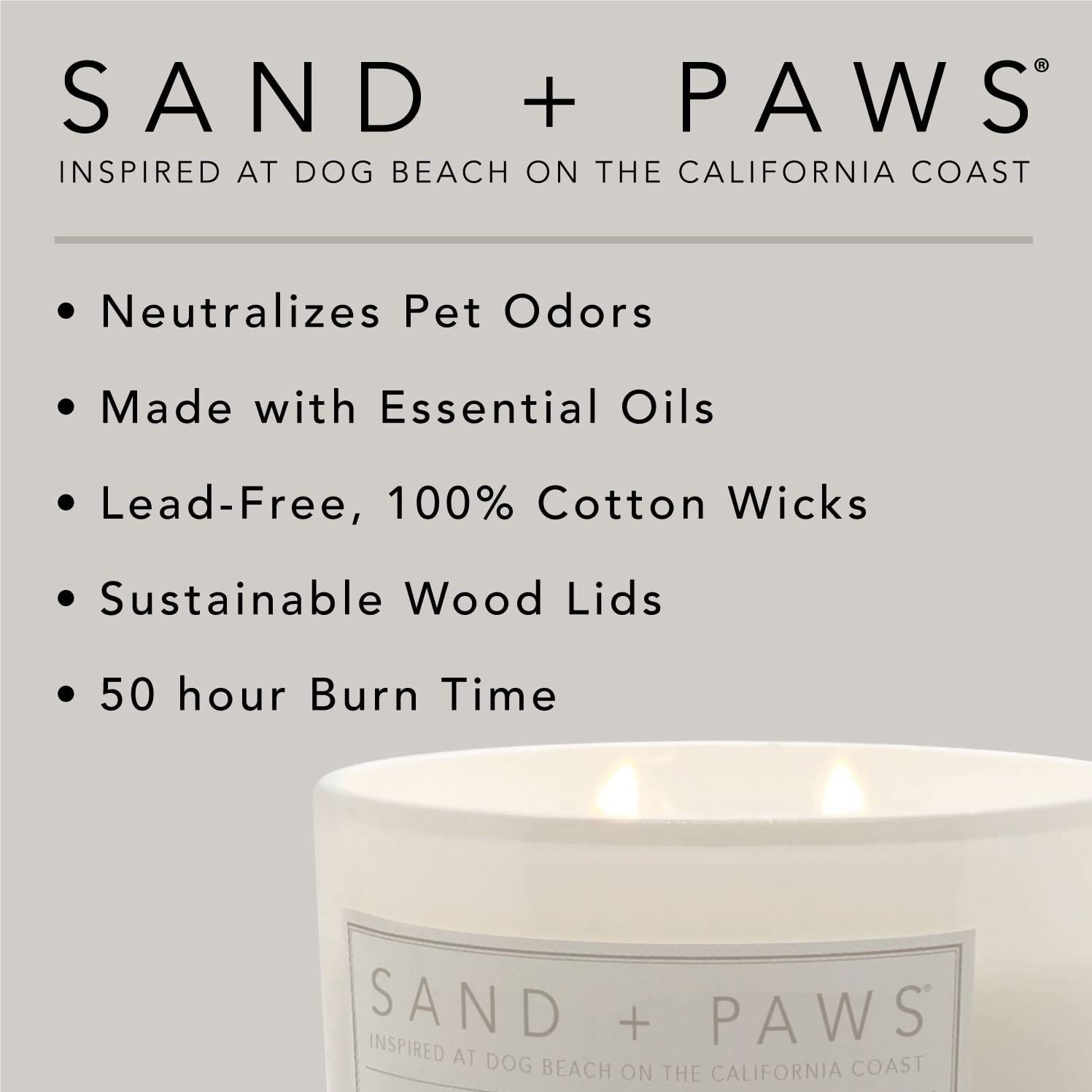 Sand + Paws Scented Candle - Vanilla Oud - Additional Scents And Sizes -Luxurious Air Freshening Jar Candles Neutralize Pet Odor
