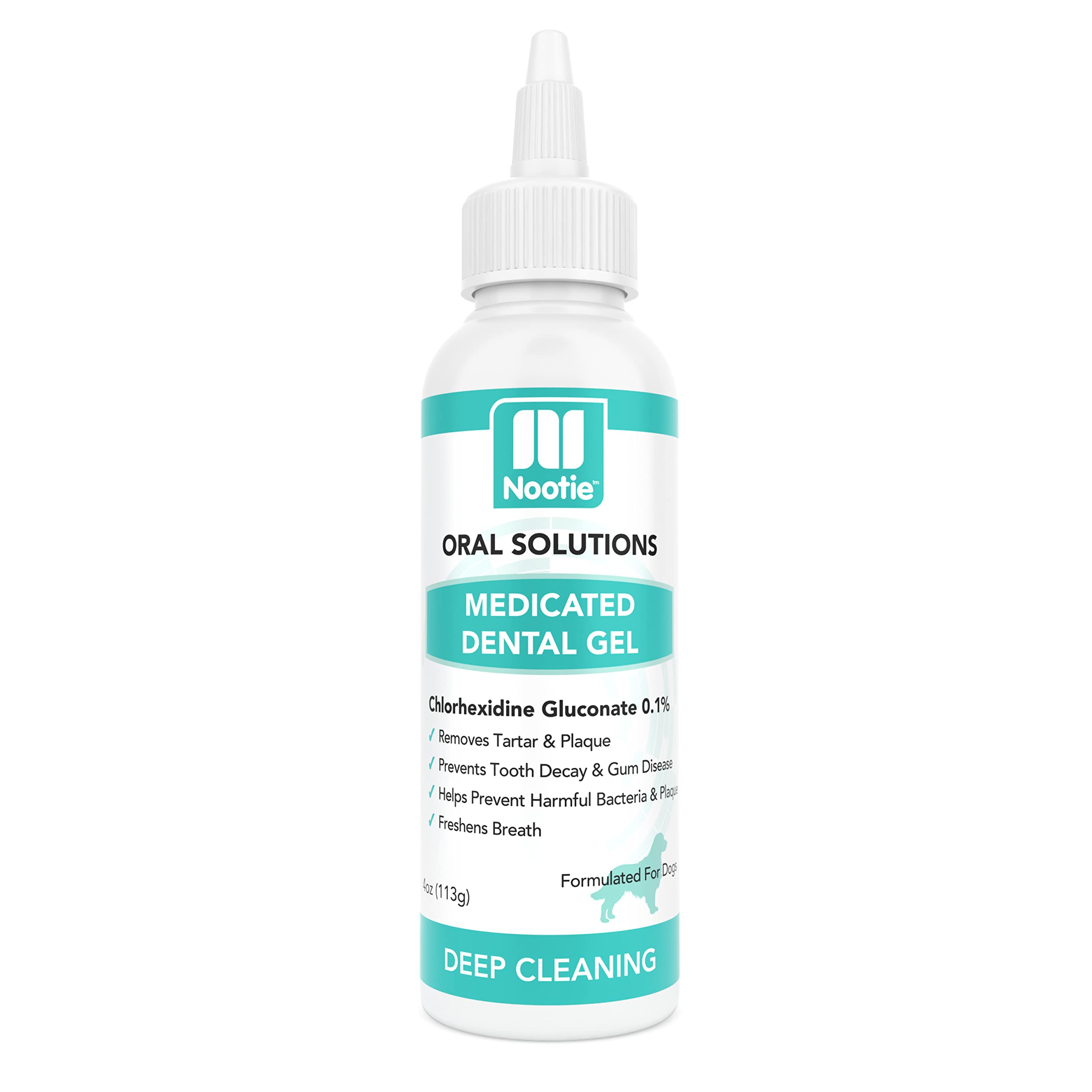Nootie Medicated Dental Gel for Dogs - Freshens Breath, Cleans Teeth, 4oz, Prevents Plaque & Tartar, Gel