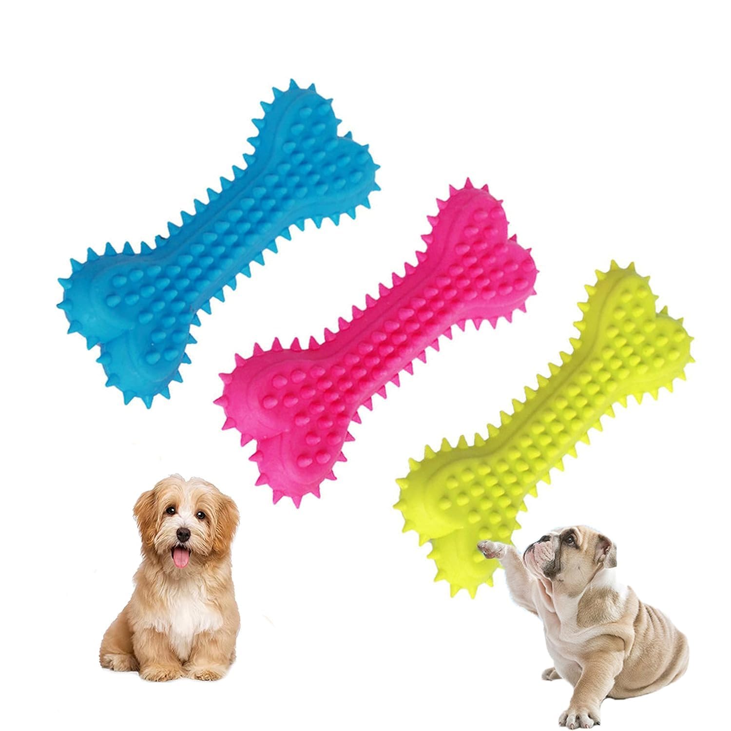 Premiumav Durable Dog Chew Toy  Tpr Rubber Barbed Bone For Aggressive Chewers, Indestructible Teeth Cleaning Toy, Interactive C
