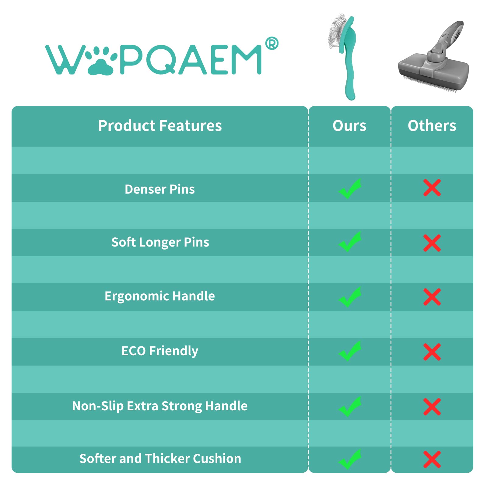 WOPQAEM Slicker Brush for Dogs, Long Pin Dog Grooming Brush for Goldendoodles, Poodles, Doodles & More, Includes Bonus Pet Comb,