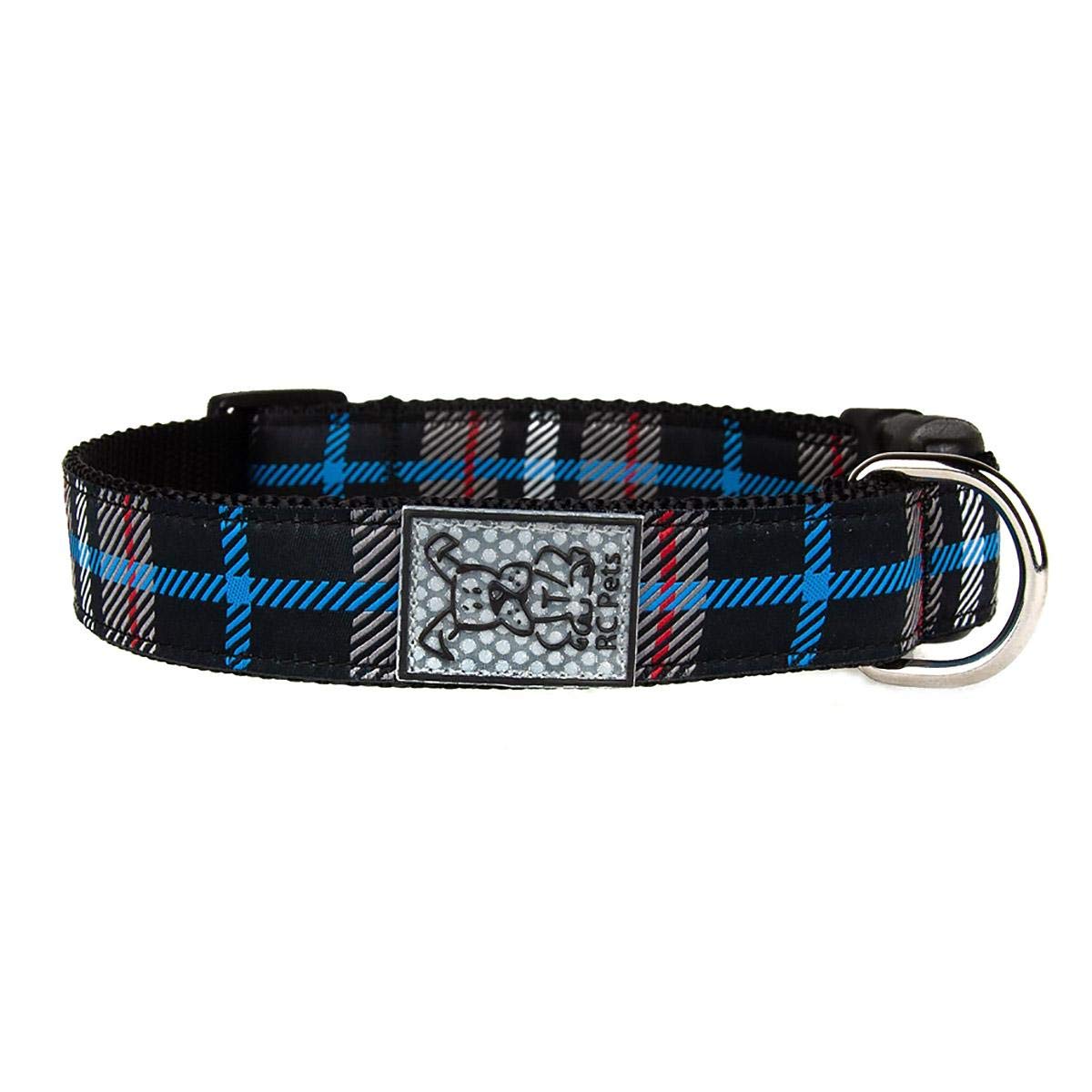 Rc Pets 1 Inch Adjustable Dog Clip Collar, Large, Black Twill Plaid