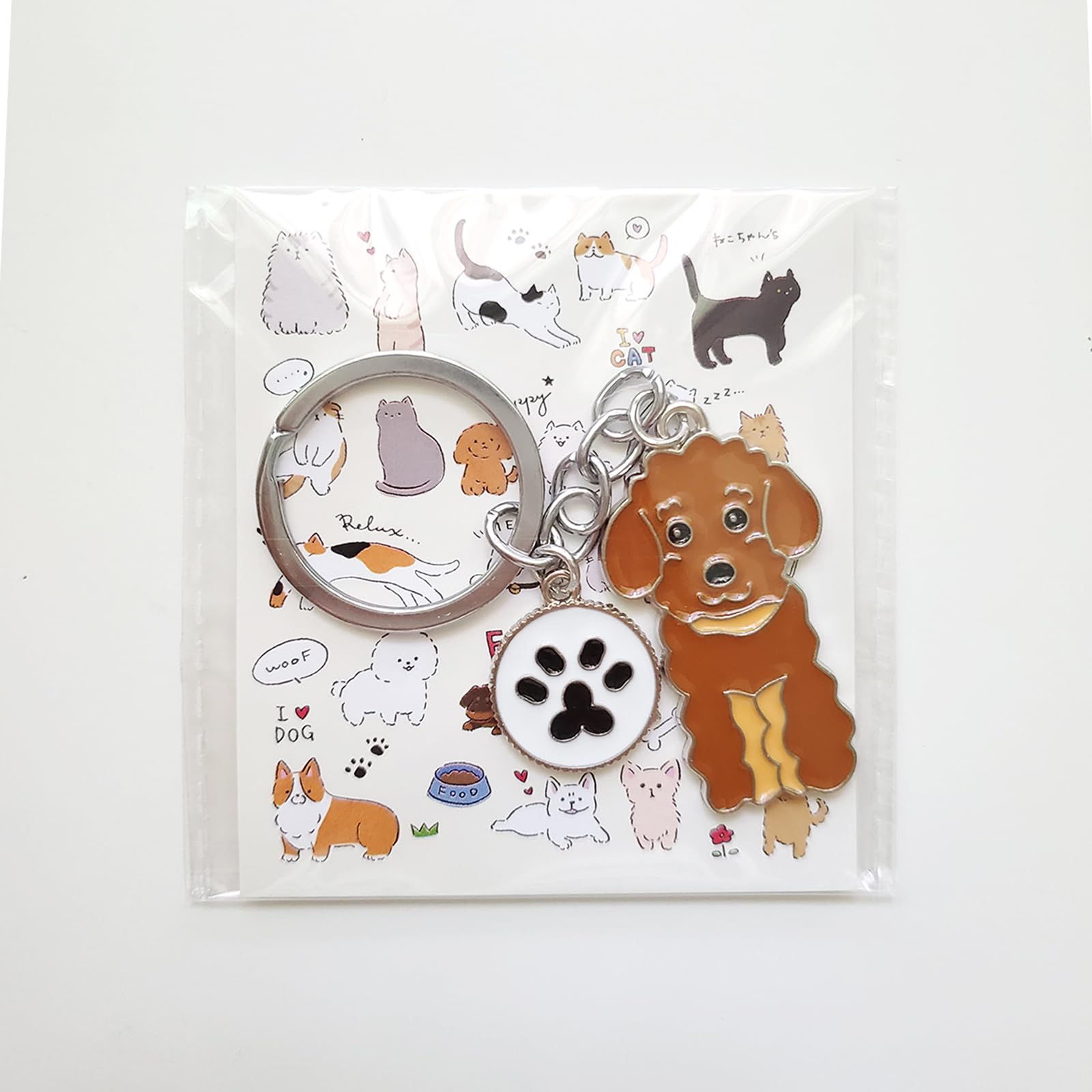 Poyamuse Enamel Dog Pet Keychain - A Heartwarming Memorial And Adorable Accessory Keyring For Dog Lovers-Poodle Brown