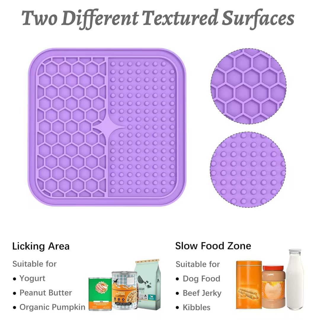 MateeyLife 2PCS Small Lick Mat for Dogs and Cats, Licking Mats for Dog Anxiety Relief, Cat Peanut Butter Lick Pad for Boredom Re