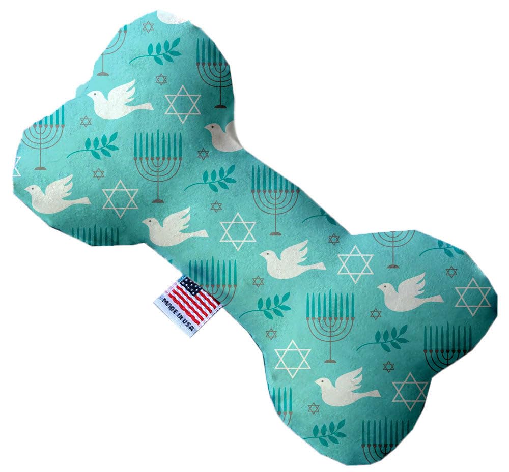 Pet and Dog Plush Heart or Bone Toy, "Hanukkah Group" (Available in different sizes, and 8 different pattern options!) Peace & Hanukkah 10" Plush Bone