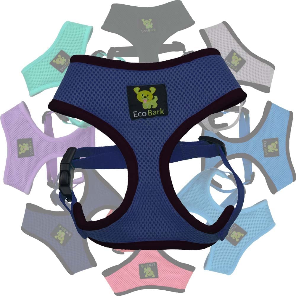 Ecobark Dog Harness - Eco-Friendly Max Comfort Harnesses - Luxurious Soft Mesh Halter - Over The Head Harness Vest- No Pull And No Choke For Small, Toy Breed, And Teacup Dogs (Xs, Navy)