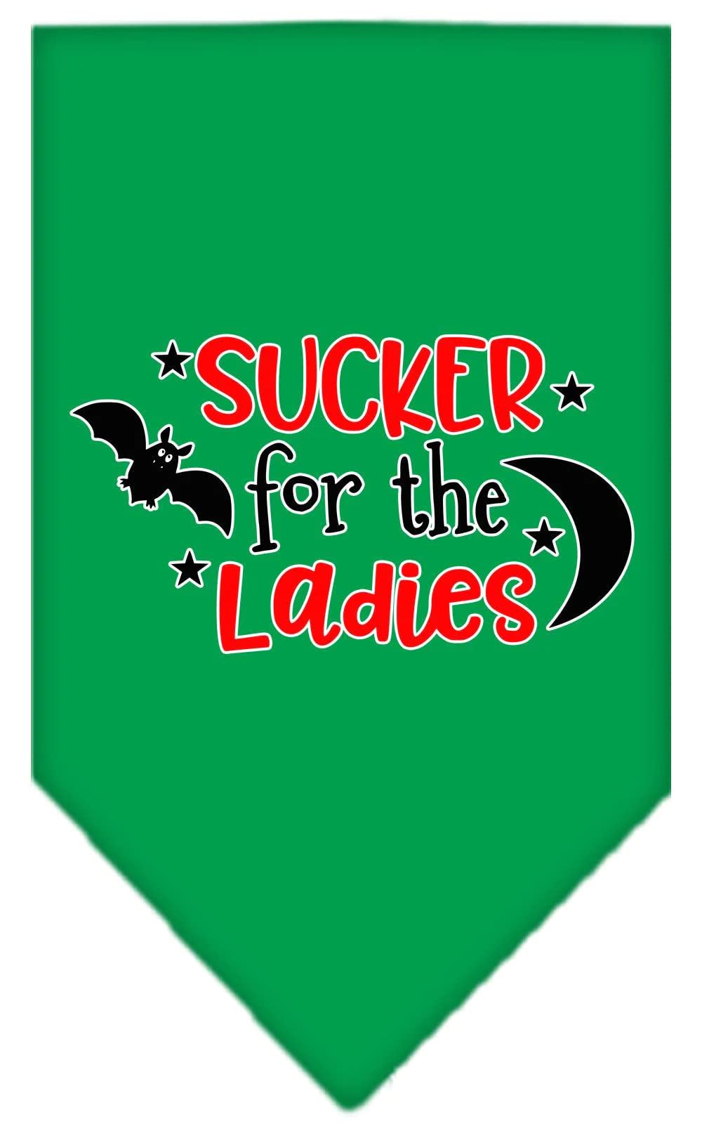 Halloween Pet and Dog Bandana Screen Printed, "Sucker For The Ladies" Bright Pink Large
