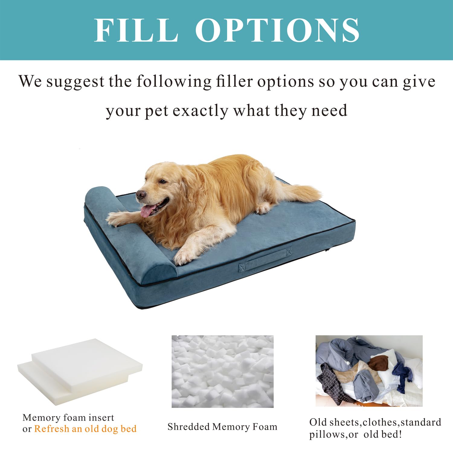 Waterproof Dog Bed Cover Washable, Featuring Removable Built-In Orthopedic Pillow And Anti-Bite Zipper,Removable Pet Bed Liner,