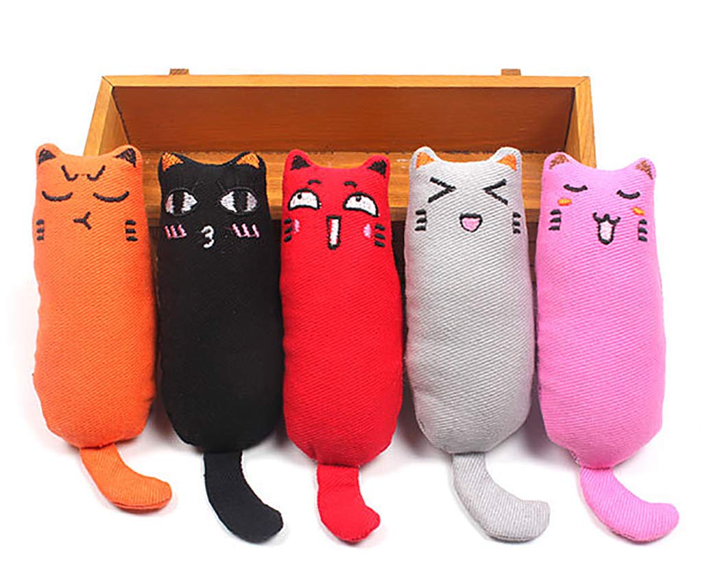 Legendog Catnip Toys - 5Pcs Bite Resistant Cartoon Mice Chew Toys, Multicolor, Cotton Linen for Teething Cats