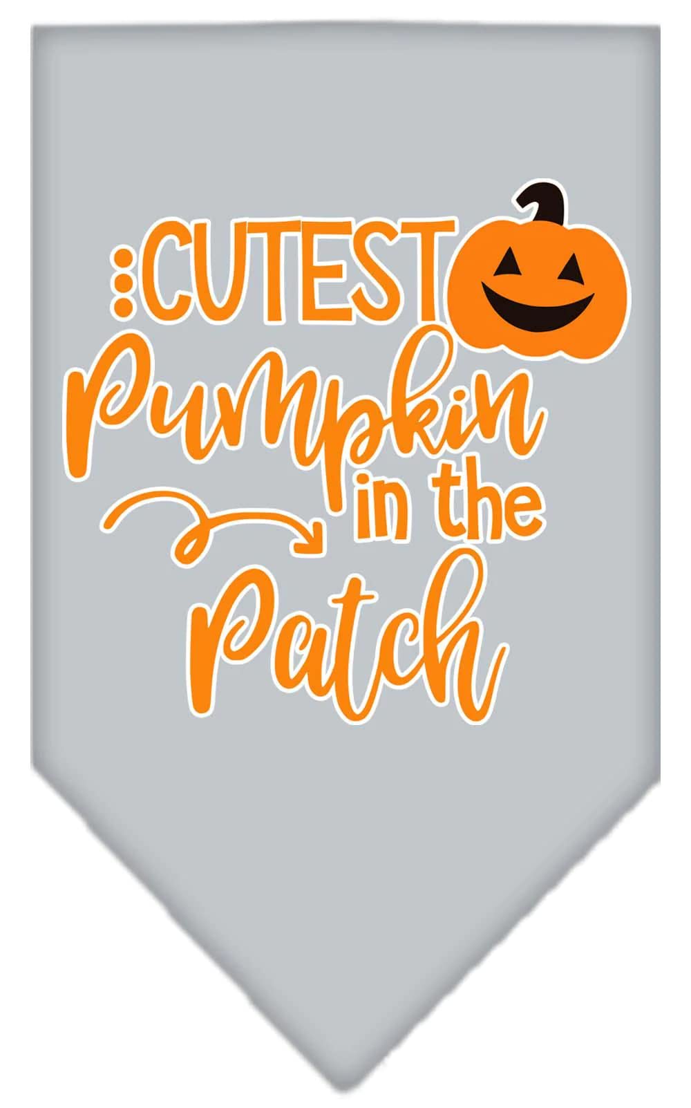 Halloween Pet and Dog Bandana Screen Printed, "Cutest Pumpkin In The Patch" Yellow Large