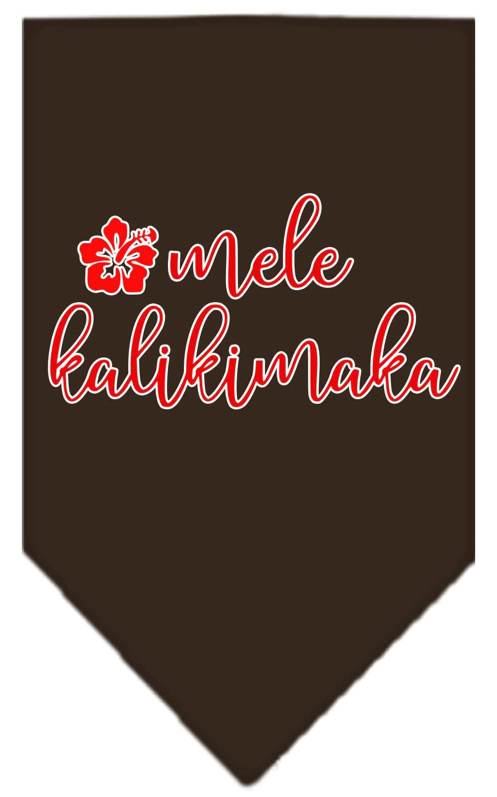 Christmas Pet and Dog Bandana Screen Printed, "Mele Kalikimaka" Cocoa Small