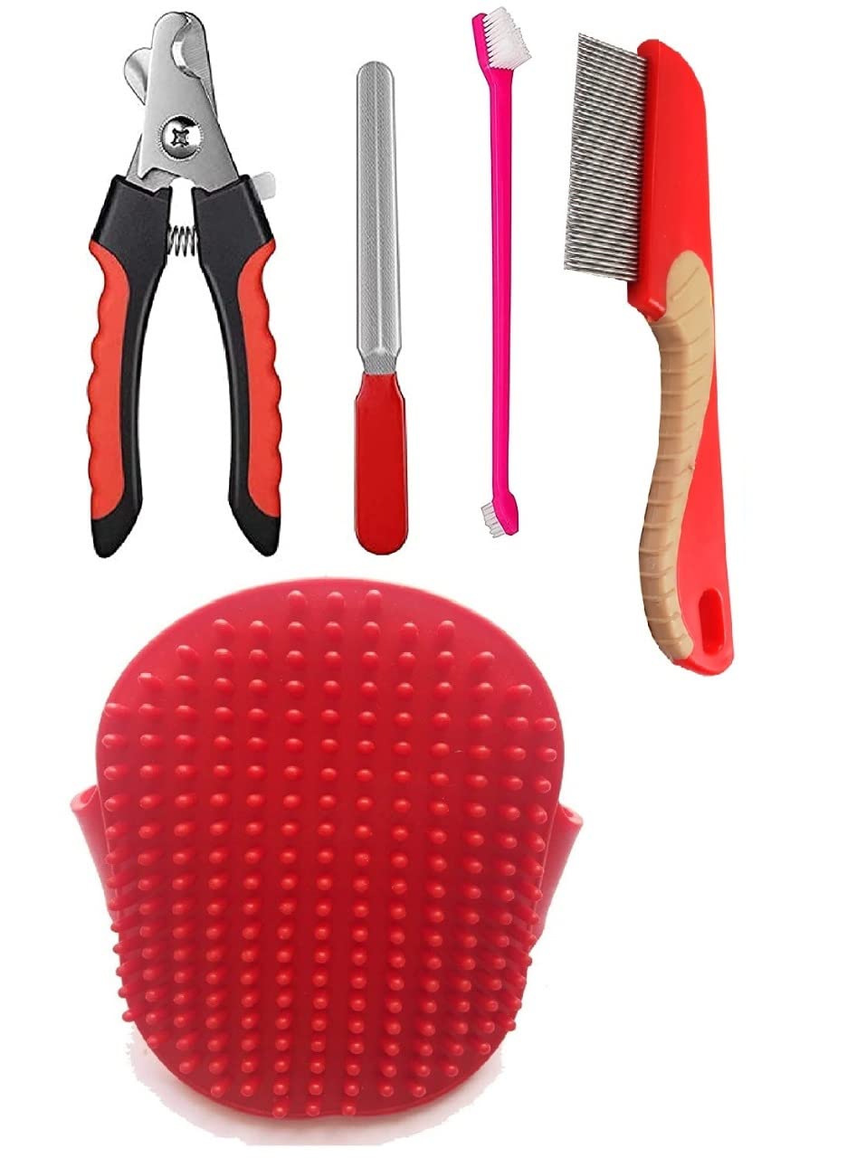 Dog Trust Animal Nail Cutter Clipper Grinder Trimmer Filer| Bathing And Grooming Hand Brush With Rubber Bristles| Company Cleani