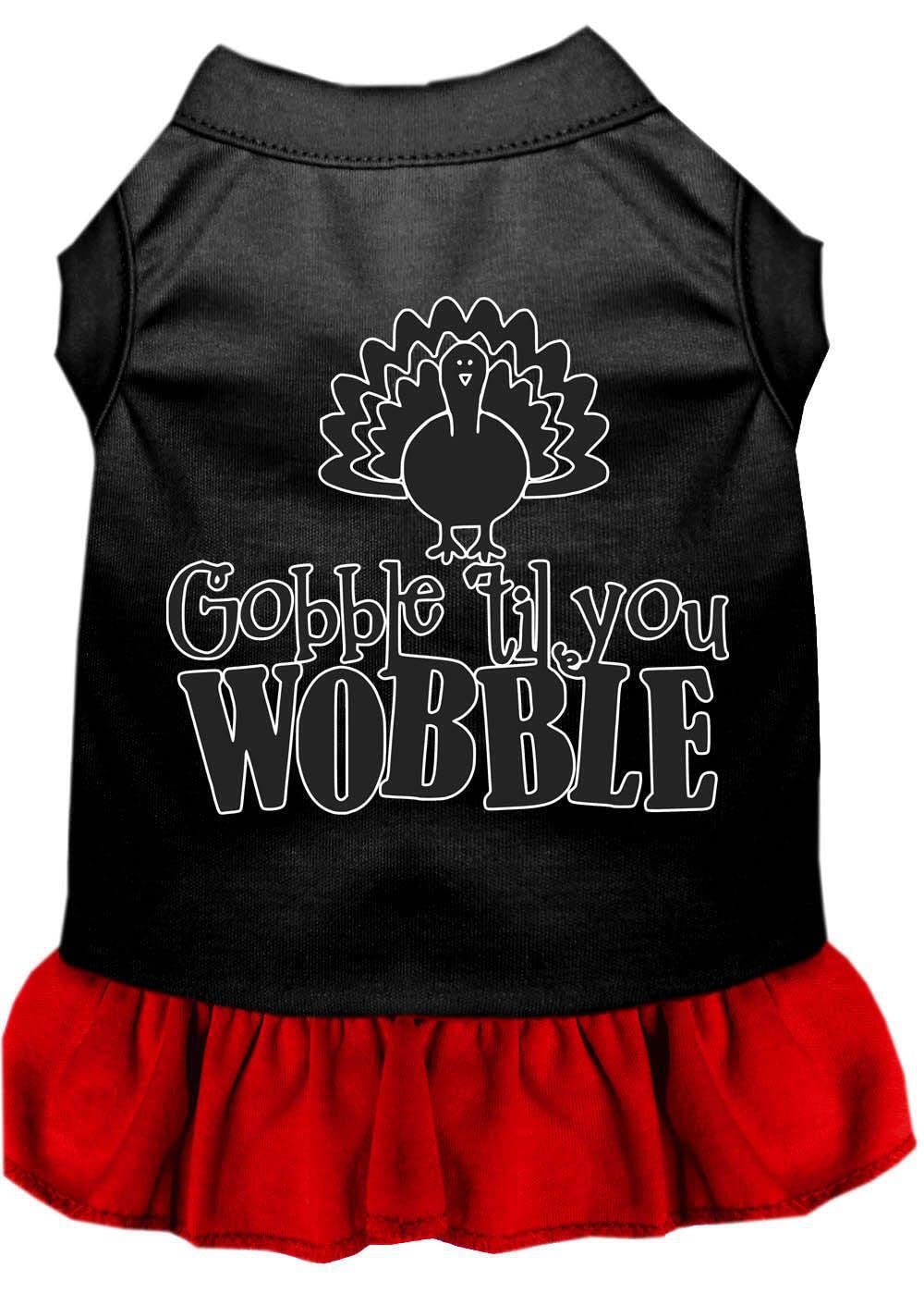 Thanksgiving Pet Dog & Cat Dress Screen Printed, "Gobble Til You Wobble" Black W/Bright Pink 3XL (25-35 lbs.)