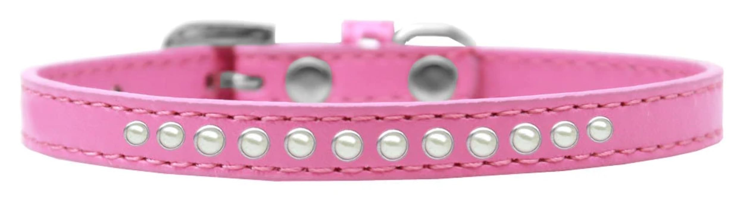 Dog, Puppy & Pet Fashion Collar, One Row Pearl Rimsets - 16 - Red