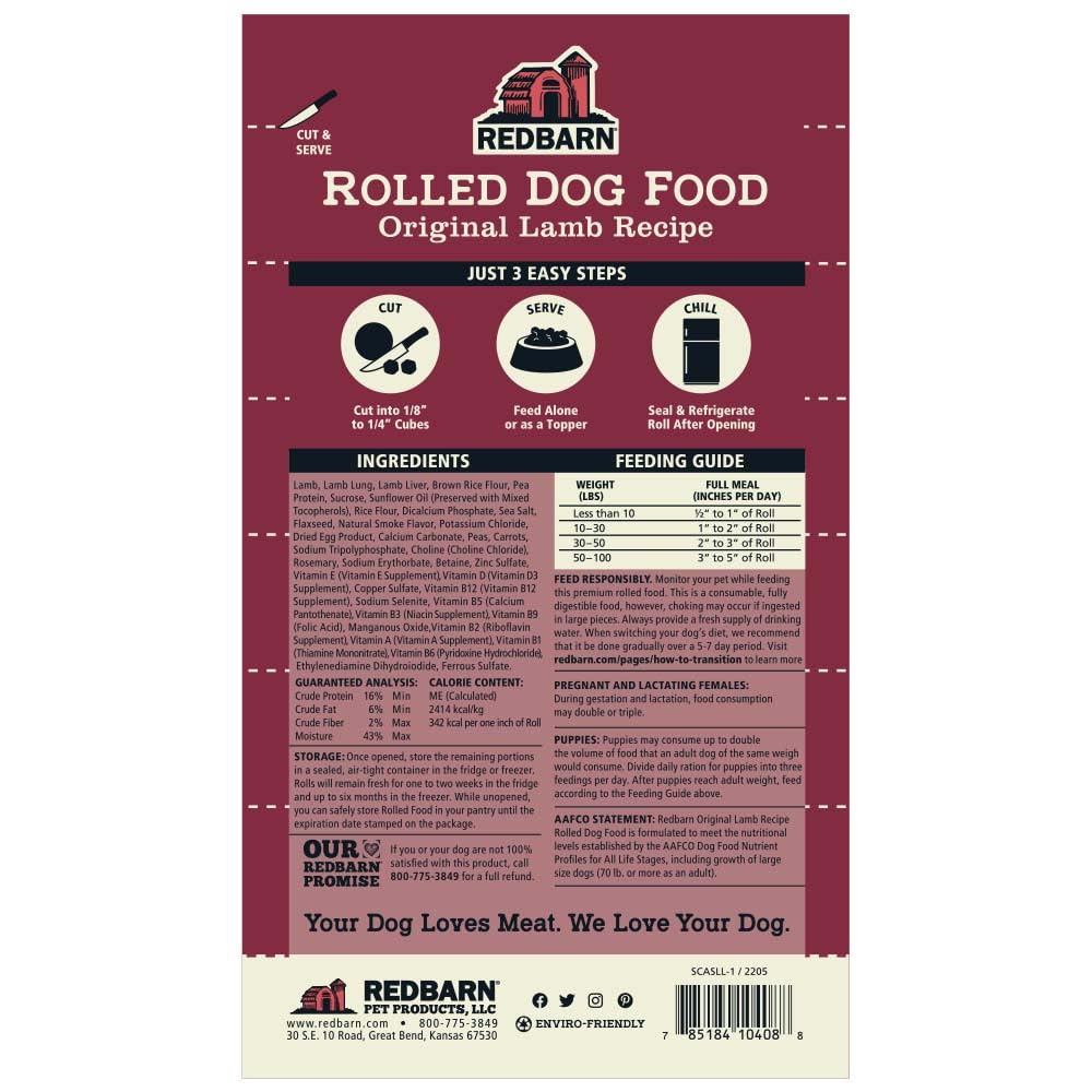 Redbarn 4lb. Lamb Roll for Dogs (8-Count)